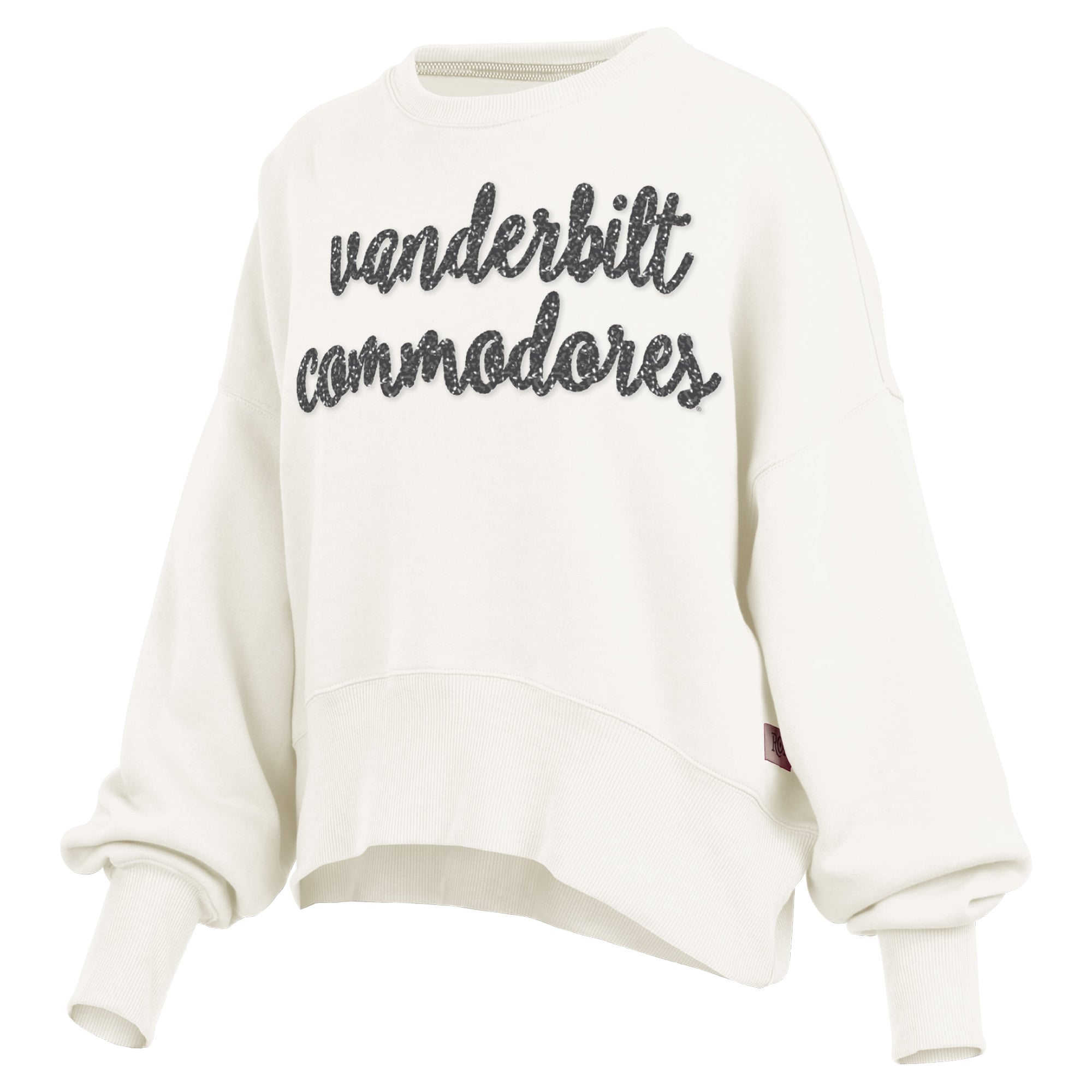 Women's Pressbox Cream Vanderbilt Commodores Oversized Chelsea Waist Length Pullover Sweatshirt