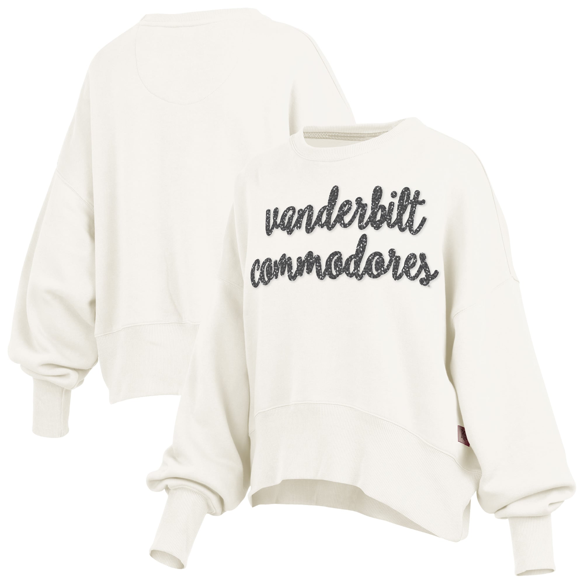 Women's Pressbox Cream Vanderbilt Commodores Oversized Chelsea Waist Length Pullover Sweatshirt