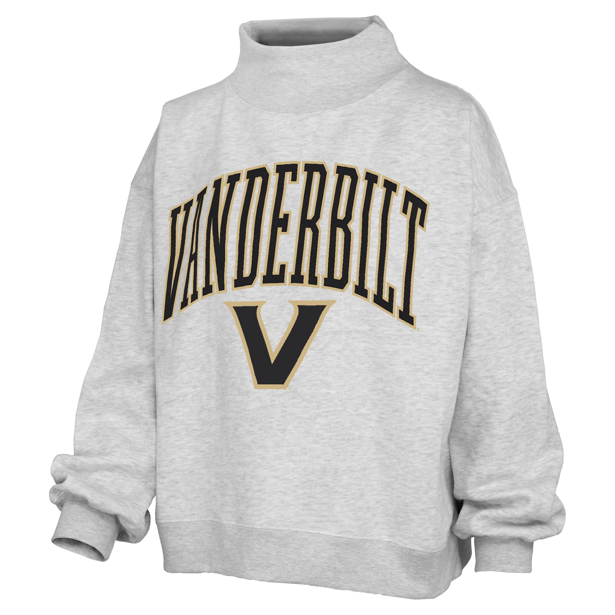 Women's Pressbox Gray Vanderbilt Commodores Nelson Texture Lingo Mock Neck Fleece Sweatshirt