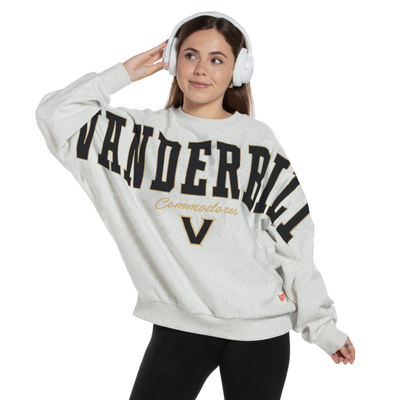 Vanderbilt Commodores Pressbox Women's Flannigan Oversized Fleece Sweatshirt - Heather Gray
