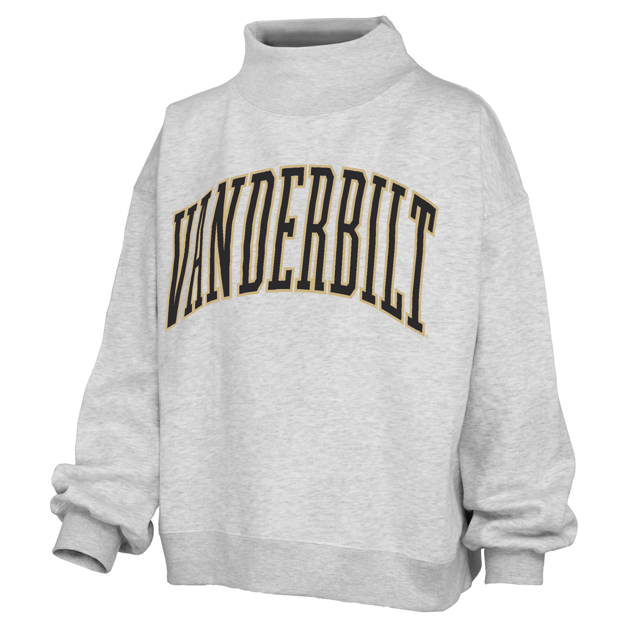 Women's Pressbox Heather Gray Vanderbilt Commodores Oversized Nelson Mock Neck Sweatshirt
