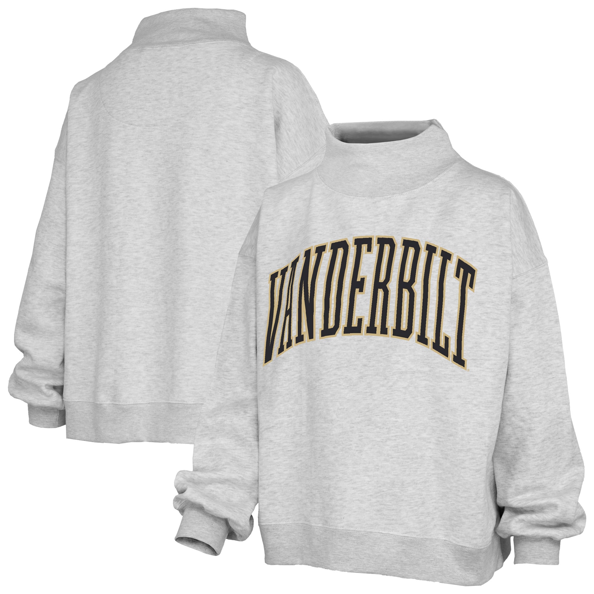 Women's Pressbox Heather Gray Vanderbilt Commodores Oversized Nelson Mock Neck Sweatshirt