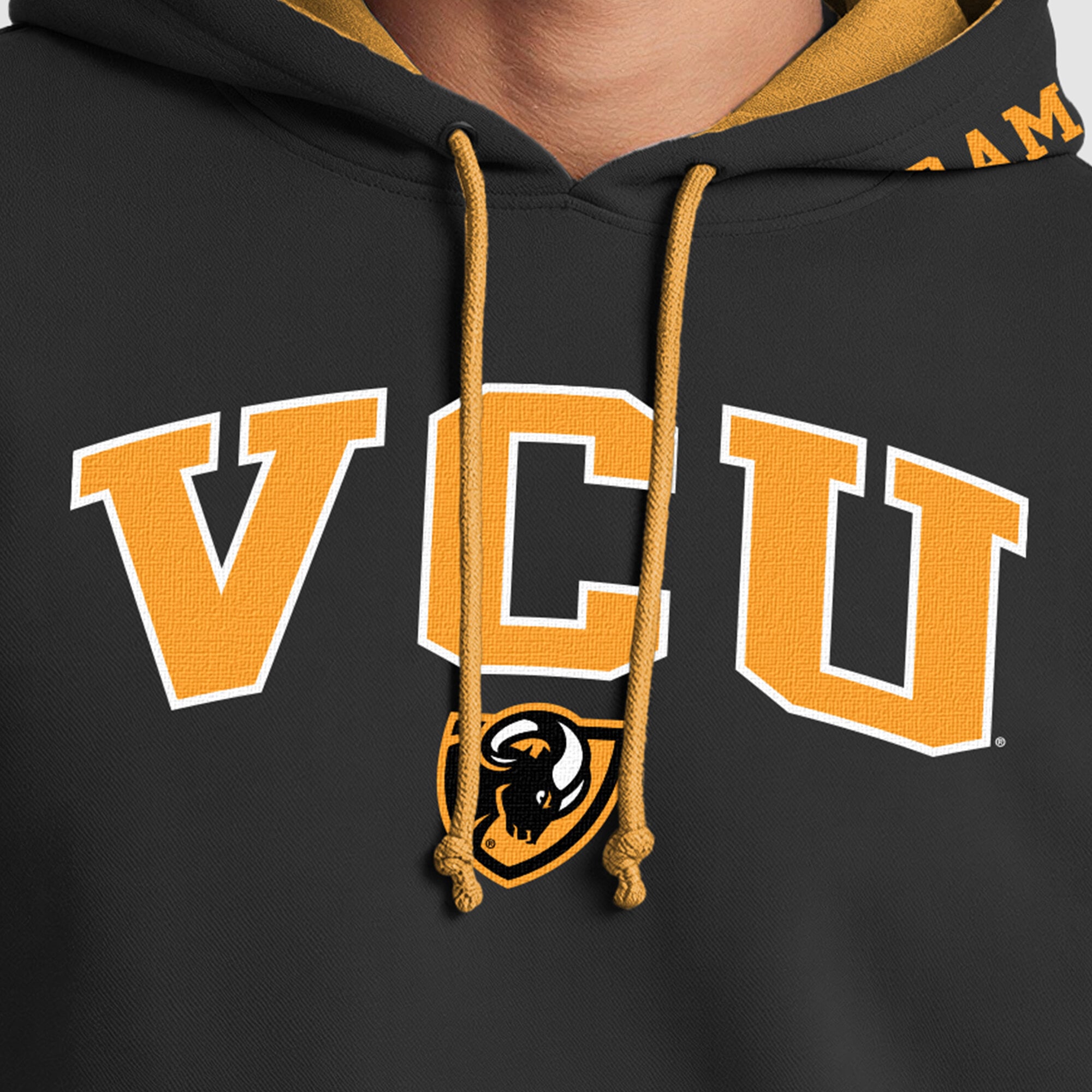 Sweat à capuche contrasté Champion noir et or VCU Rams pour homme