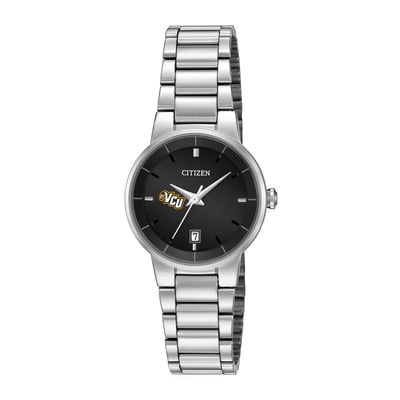 VCU Rams Citizen Watch Women's Black Dial Stainless Steel Watch - Silver