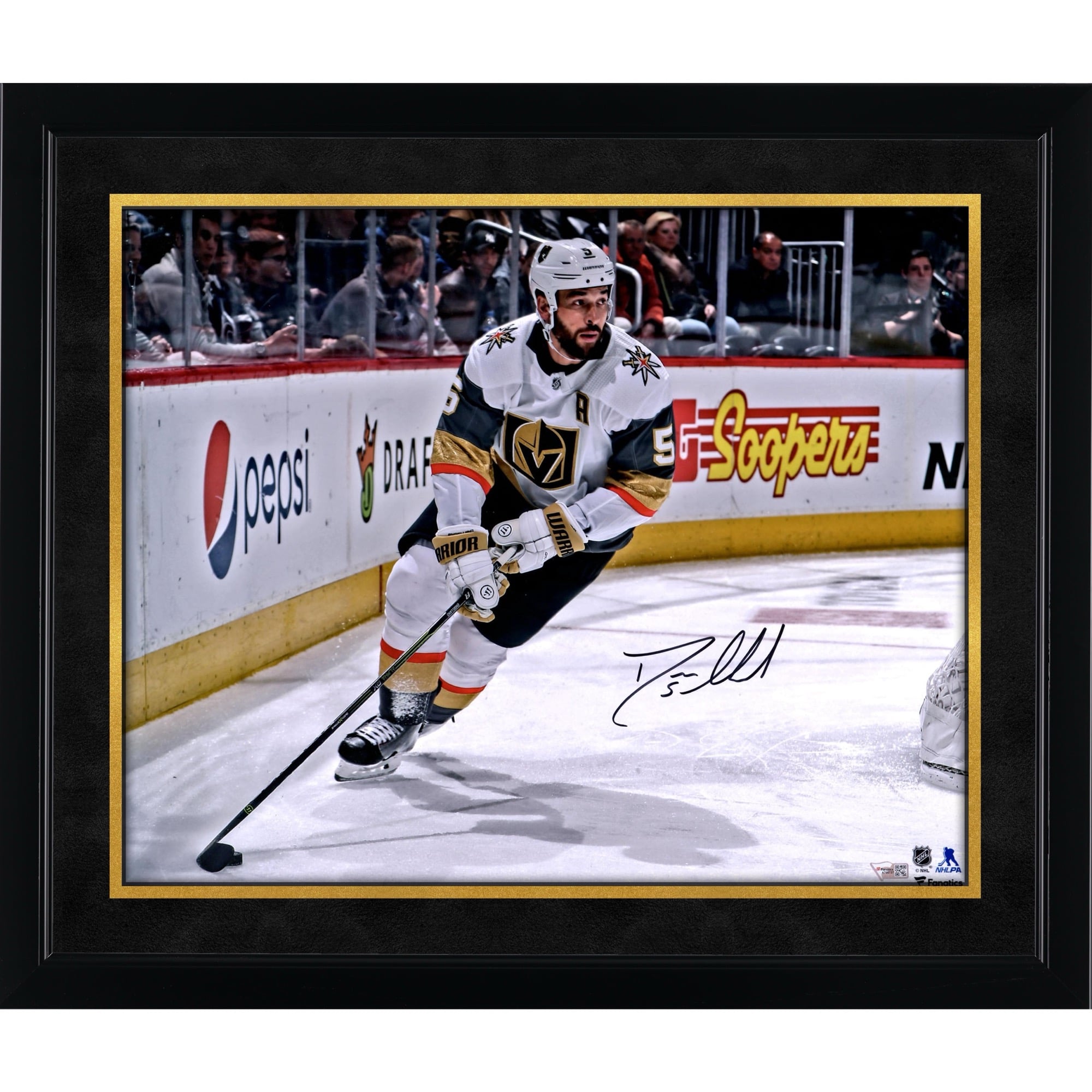 Deryk Engelland Vegas Golden Knights Autographed 16" x 20" White Jersey Skating Photograph