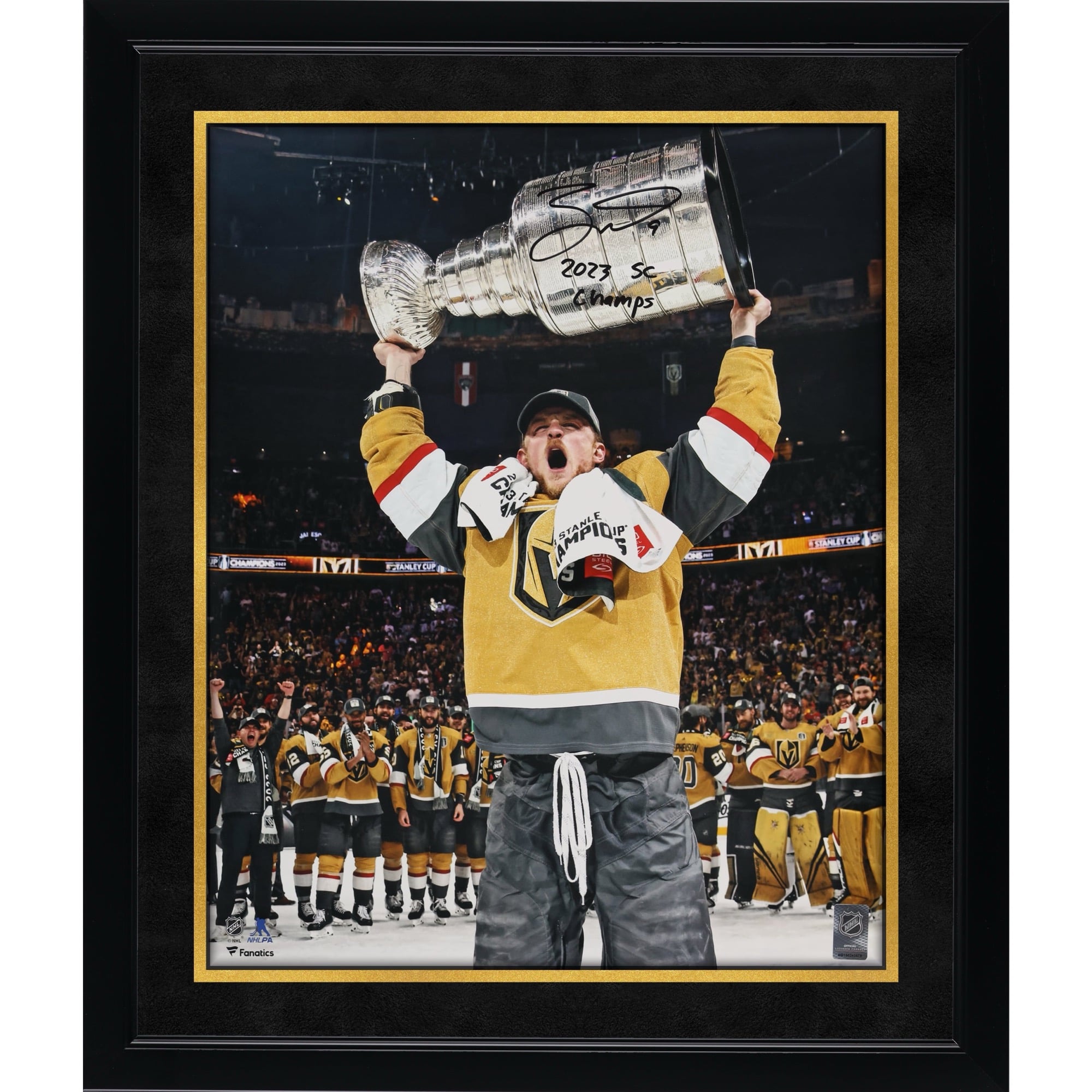 Jack Eichel Vegas Golden Knights Autographed 2023 Stanley Cup Champions 16" x 20" Raising Cup Photograph with "2023 SC Champs" Inscription