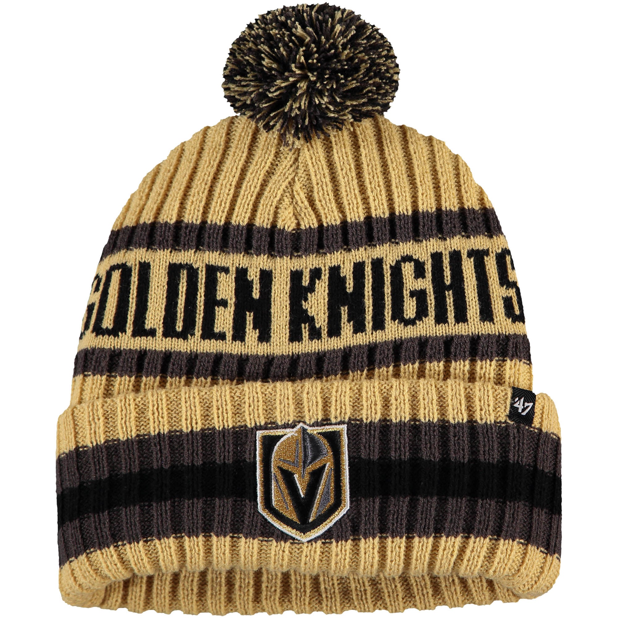 Bonnet à revers Bering pour homme, modèle 47 Gold Vegas Golden Knights, avec pompon