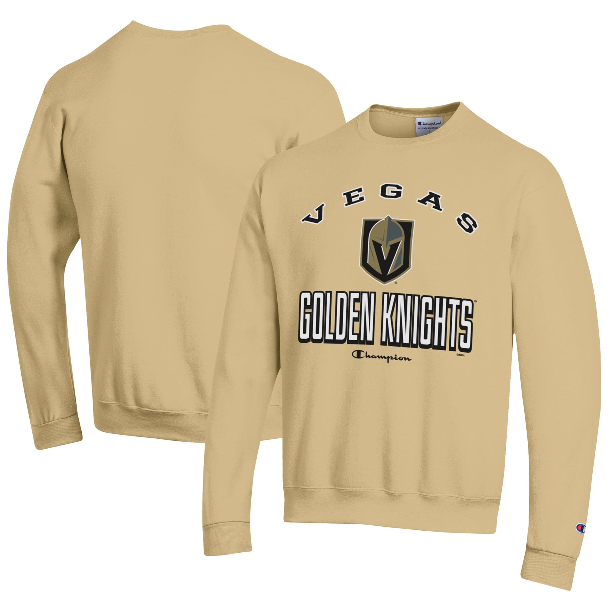 Sweat-shirt à col rond Champion jaune Vegas Golden Knights Eco Powerblend pour homme