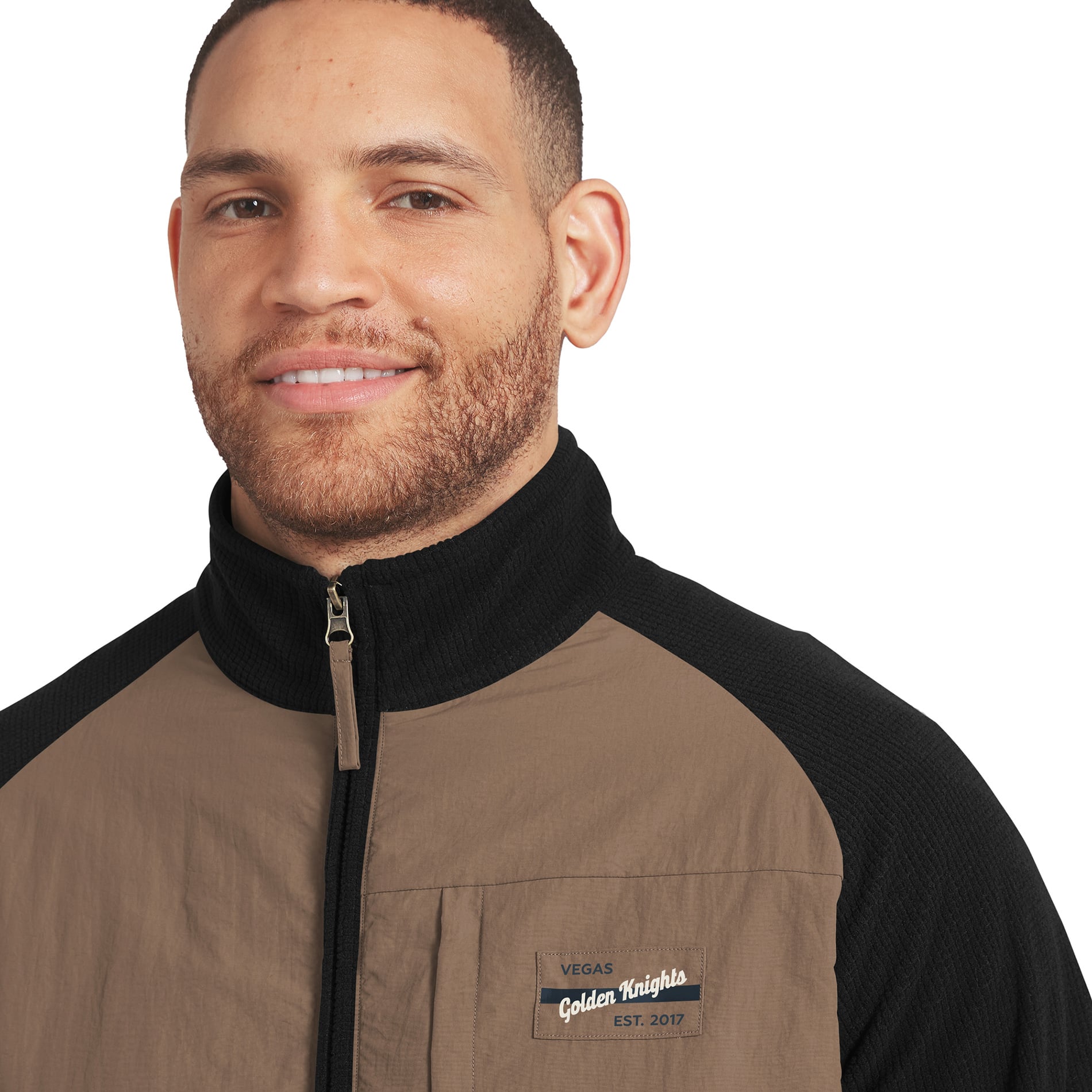 Veste raglan zippée intégrale noire et beige Vegas Golden Knights de la collection Darius Rucker pour homme par Fanatics
