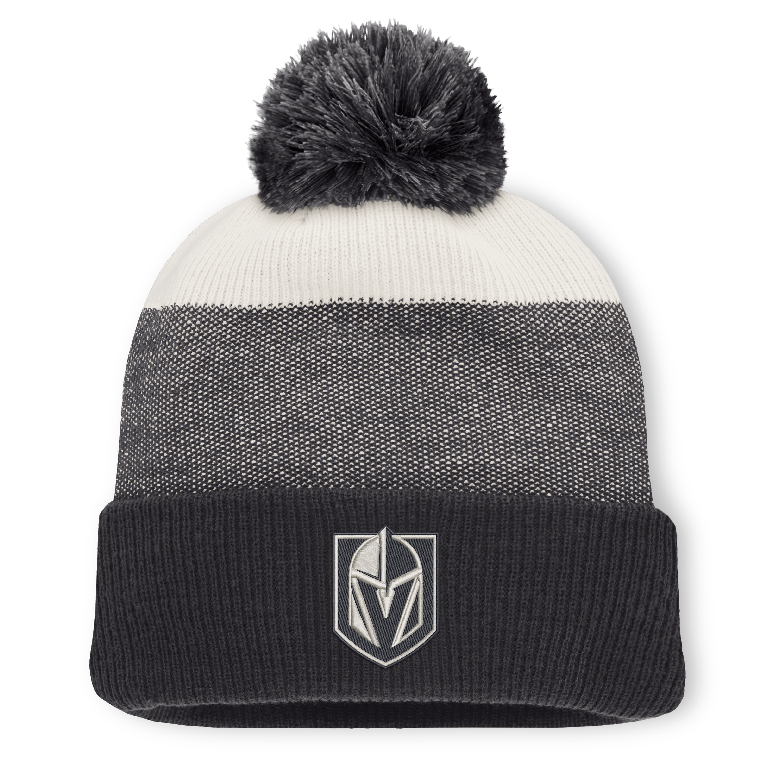 Men's Fanatics Black/Light Beige Vegas Golden Knights Monochrome Cuffed Knit Hat with Pom