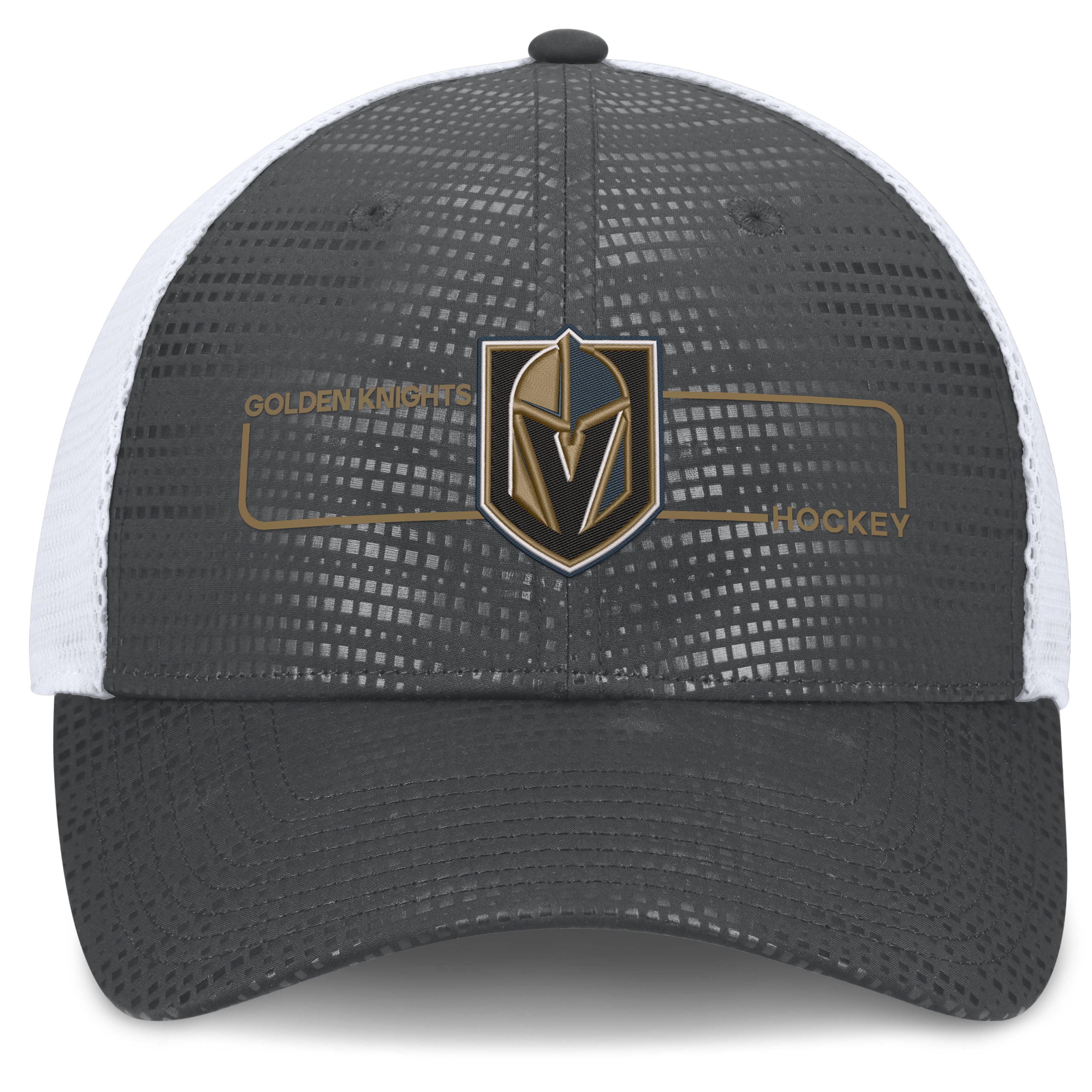 Men's Fanatics Charcoal Vegas Golden Knights Authentic Pro Rink Boxed Logo Trucker Hat