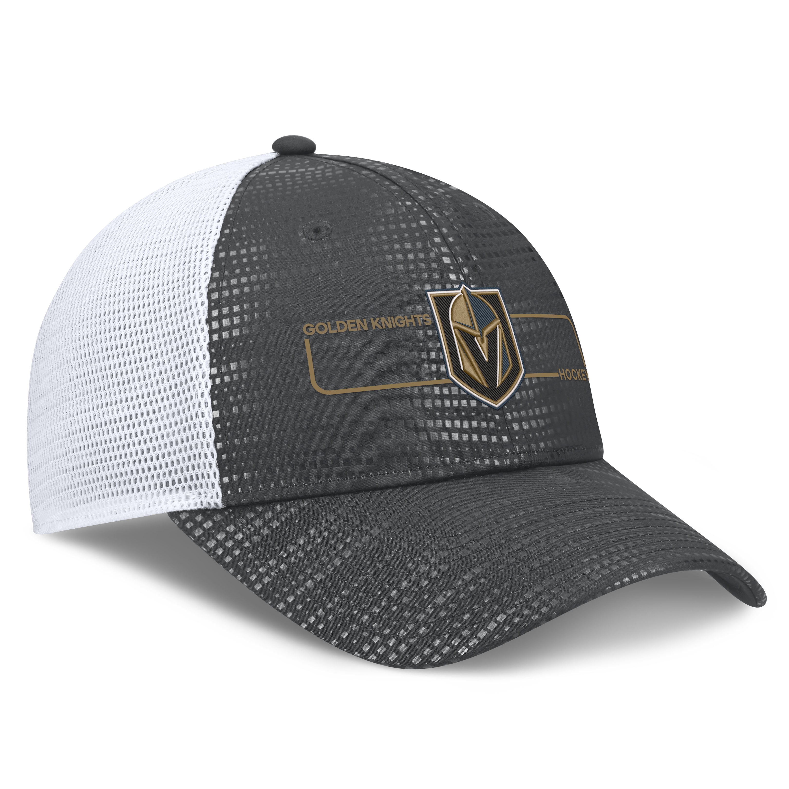 Men's Fanatics Charcoal Vegas Golden Knights Authentic Pro Rink Boxed Logo Trucker Hat