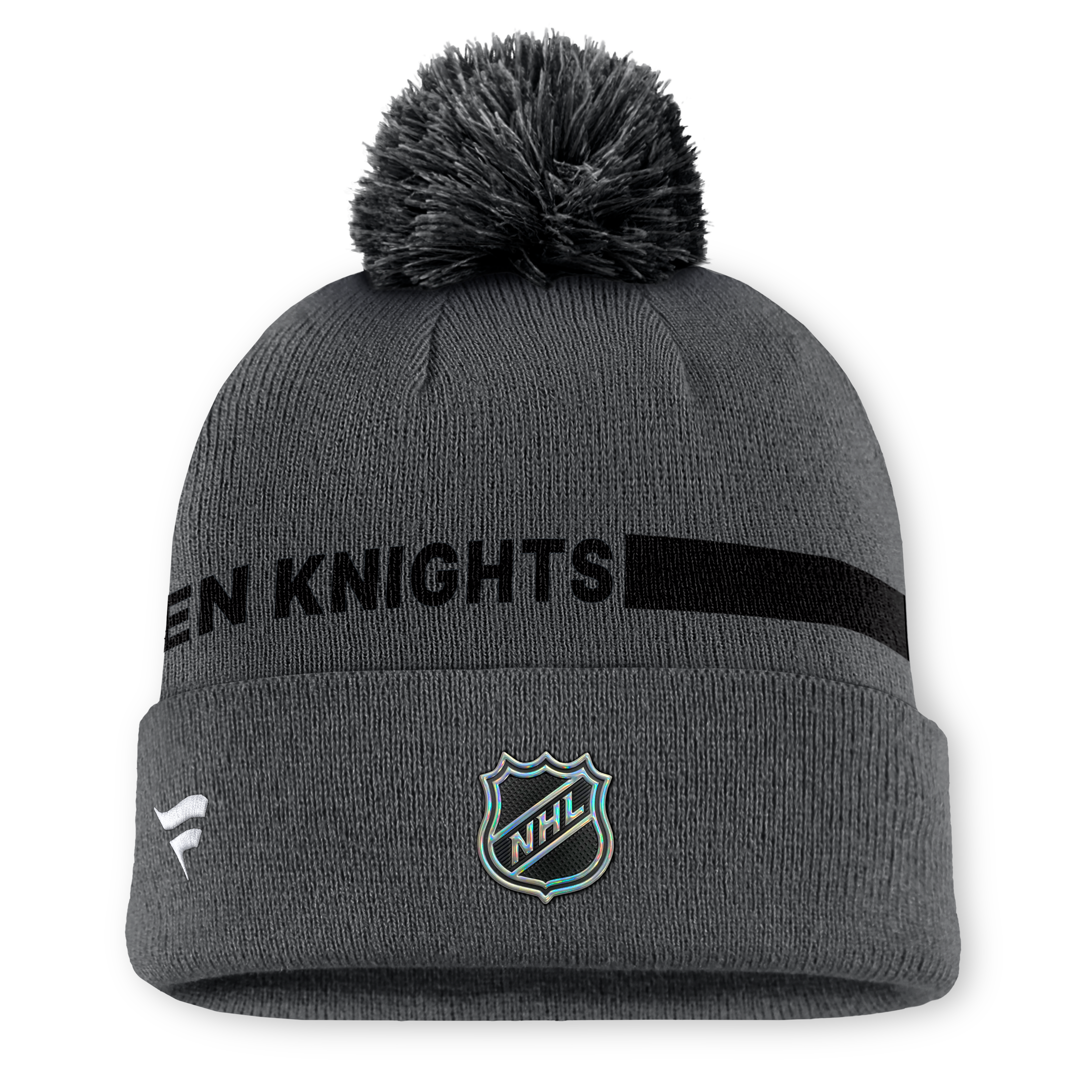 Men's Fanatics Charcoal Vegas Golden Knights Authentic Pro Rink Cuffed Knit Hat with Pom
