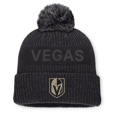 Men's Vegas Golden Knights Fanatics Charcoal Road Phantom Cuffed Knit Hat with Pom