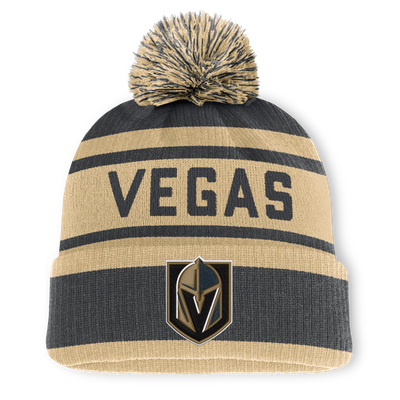 Men's Vegas Golden Knights Fanatics Charcoal/Gold Fundamental Cuffed Knit Hat with Pom
