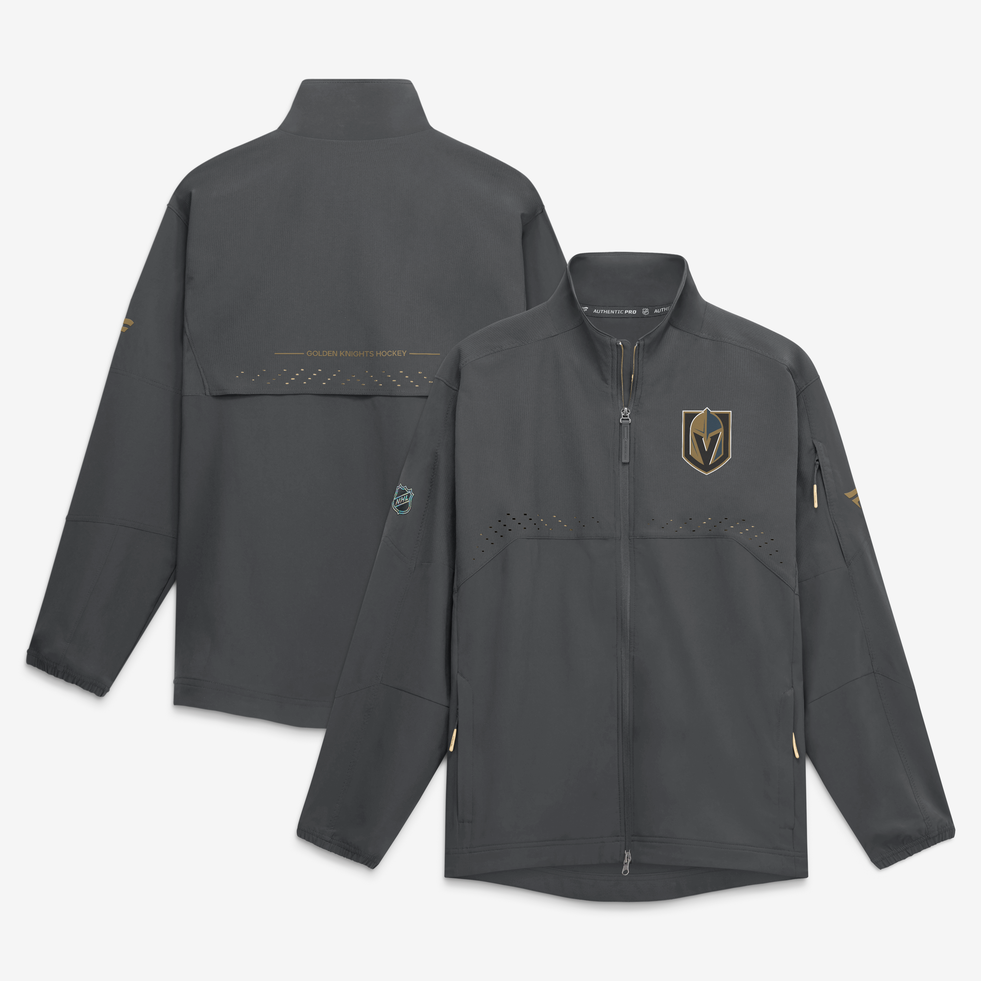 Men's Fanatics Gray Vegas Golden Knights Authentic Pro Rink Coaches Jacket