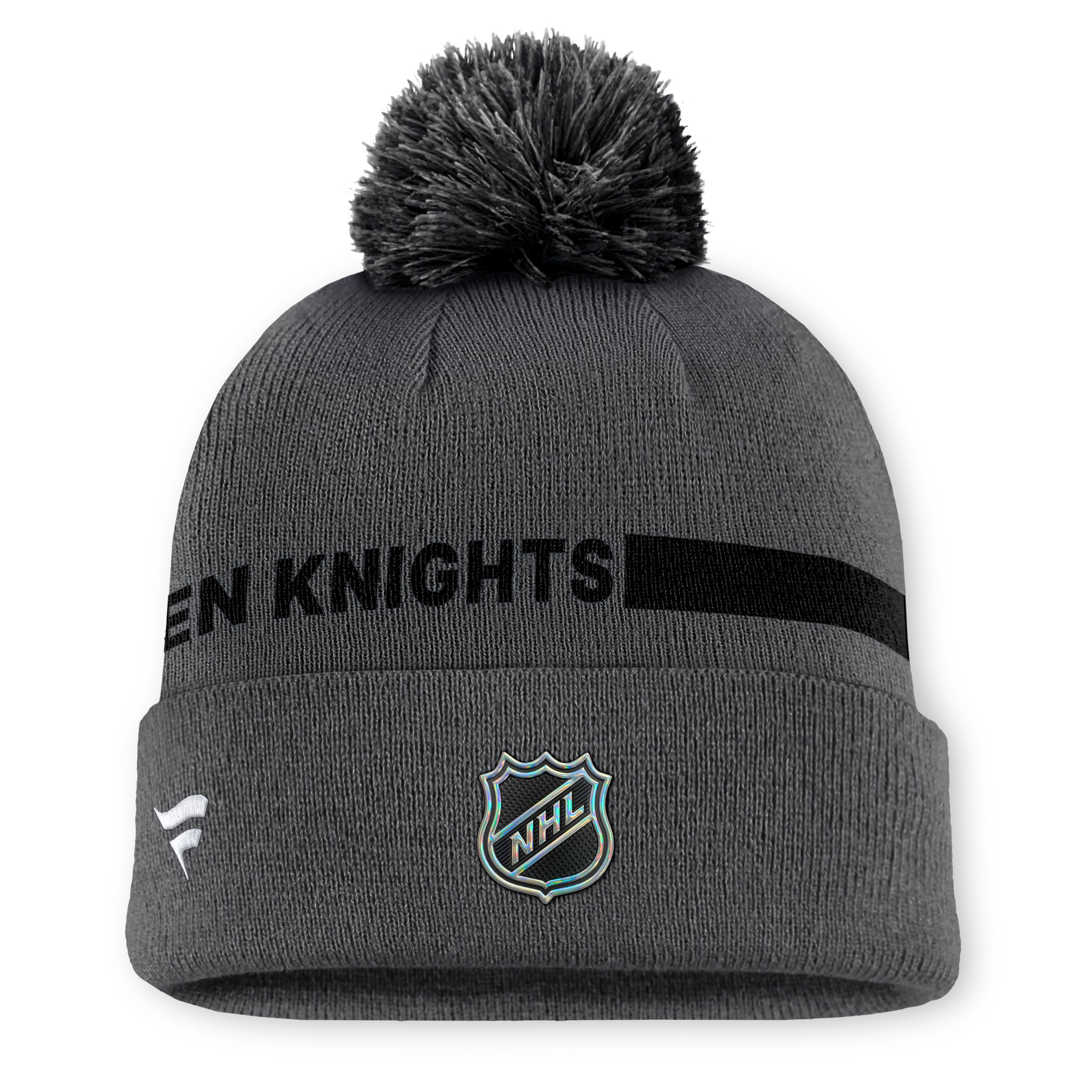 Men's Fanatics Gray Vegas Golden Knights Authentic Pro Rink Cuffed Knit Hat with Pom