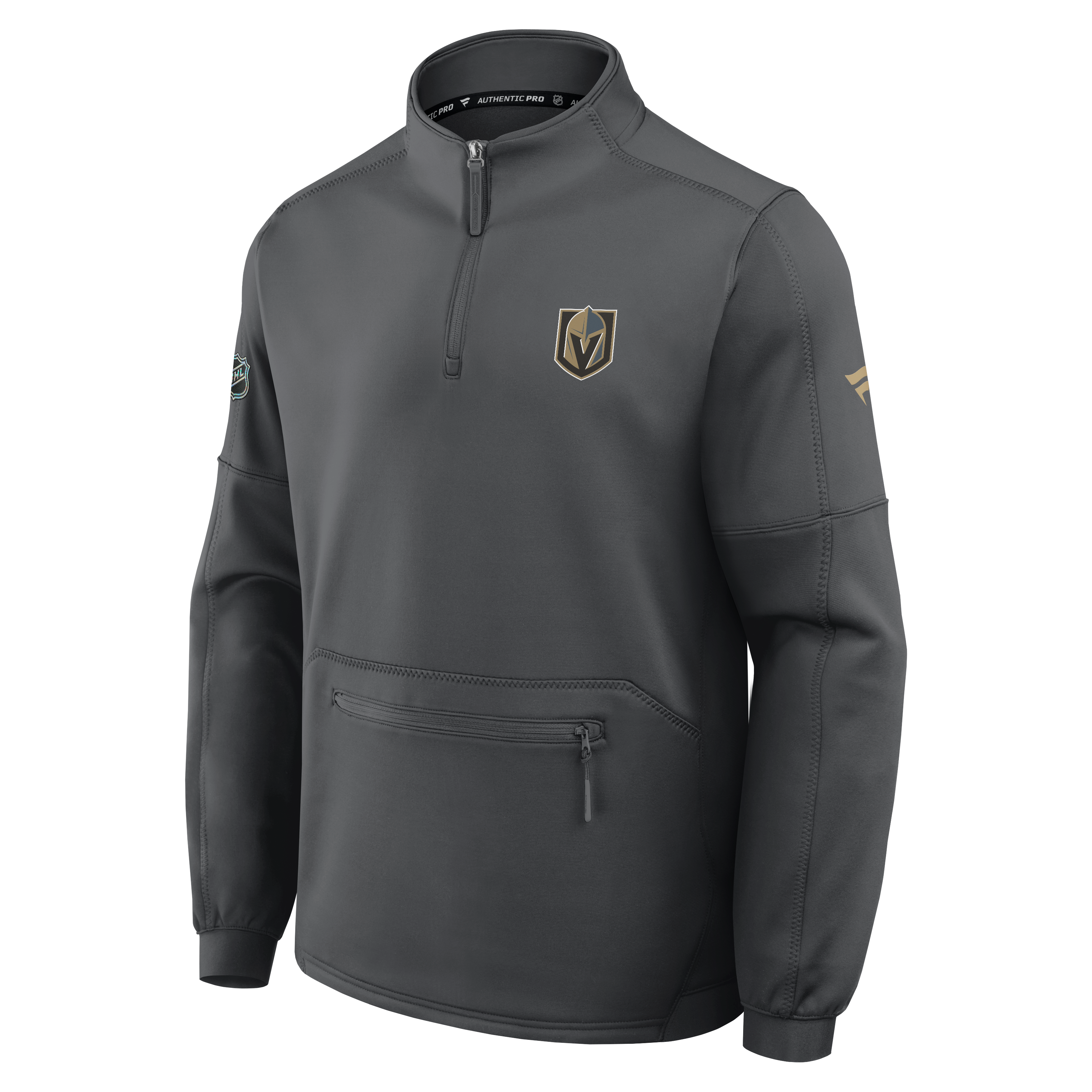 Men's Fanatics Gray Vegas Golden Knights Authentic Pro Rink Fleece Quarter-Zip Pullover
