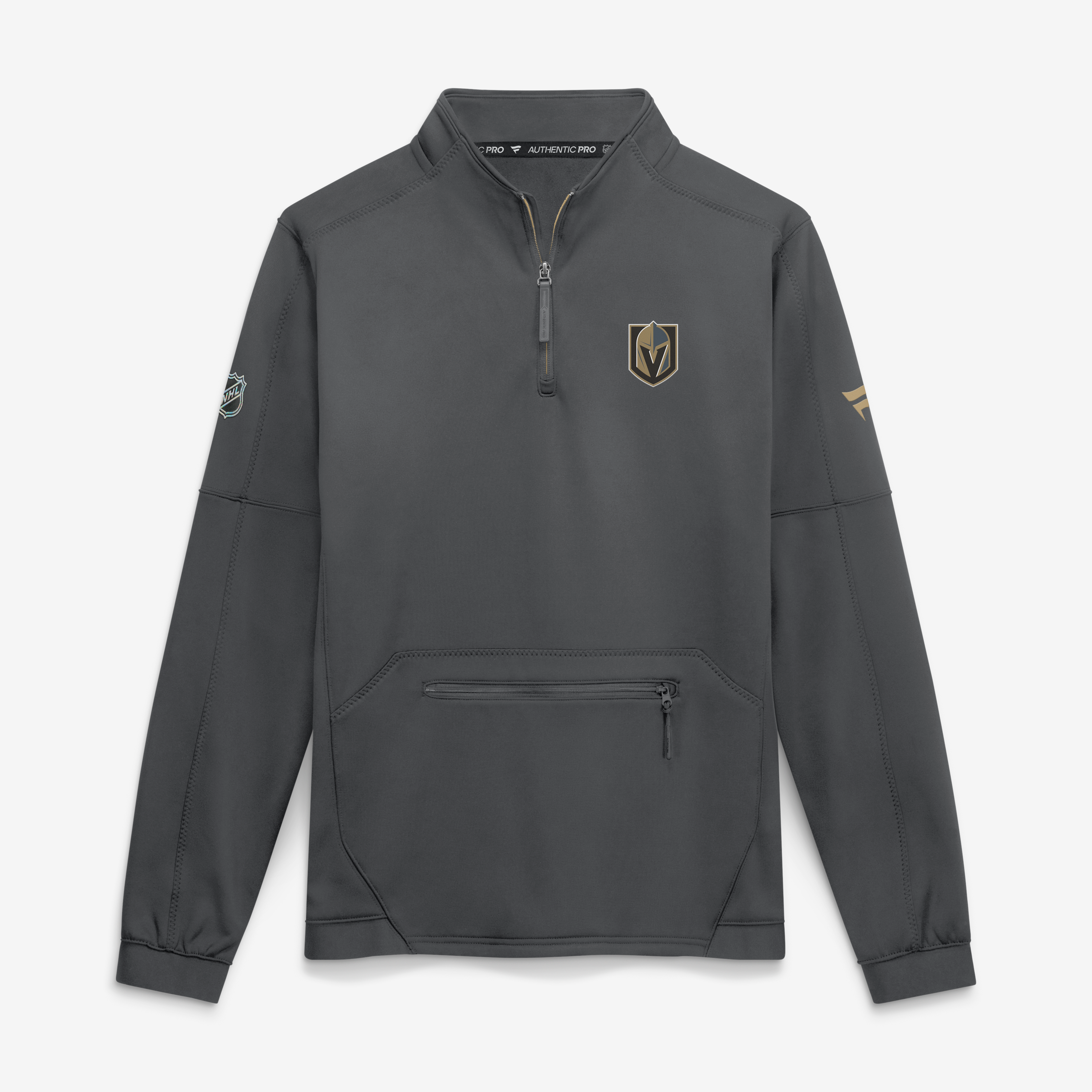 Men's Fanatics Gray Vegas Golden Knights Authentic Pro Rink Fleece Quarter-Zip Pullover