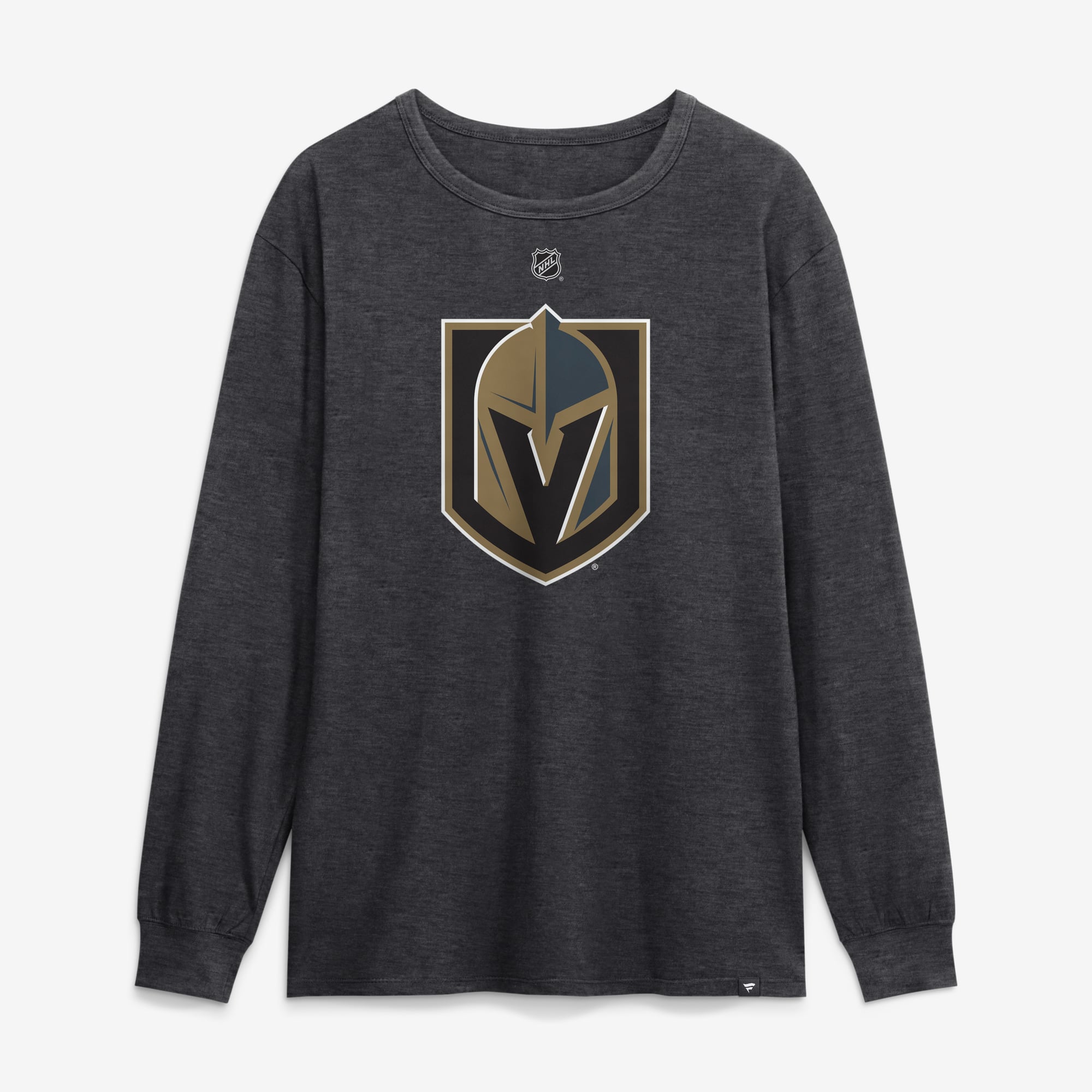 T-shirt à manches longues authentique Jack Eichel Vegas Golden Knights, couleur anthracite, avec nom et numéro, de la marque Fanatics.