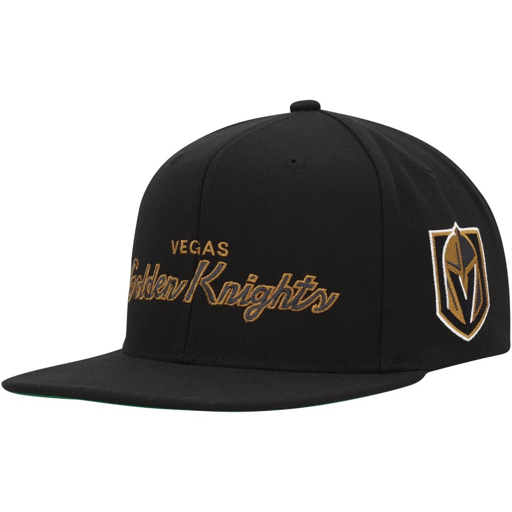 Men's Vegas Golden Knights Mitchell & Ness Black Core Team Script 2.0 Snapback Hat
