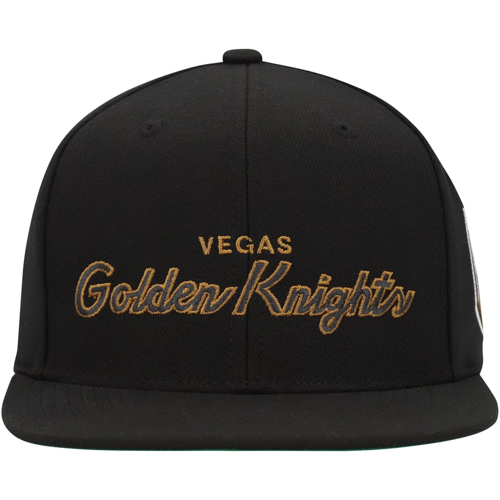 Men's Vegas Golden Knights Mitchell & Ness Black Core Team Script 2.0 Snapback Hat