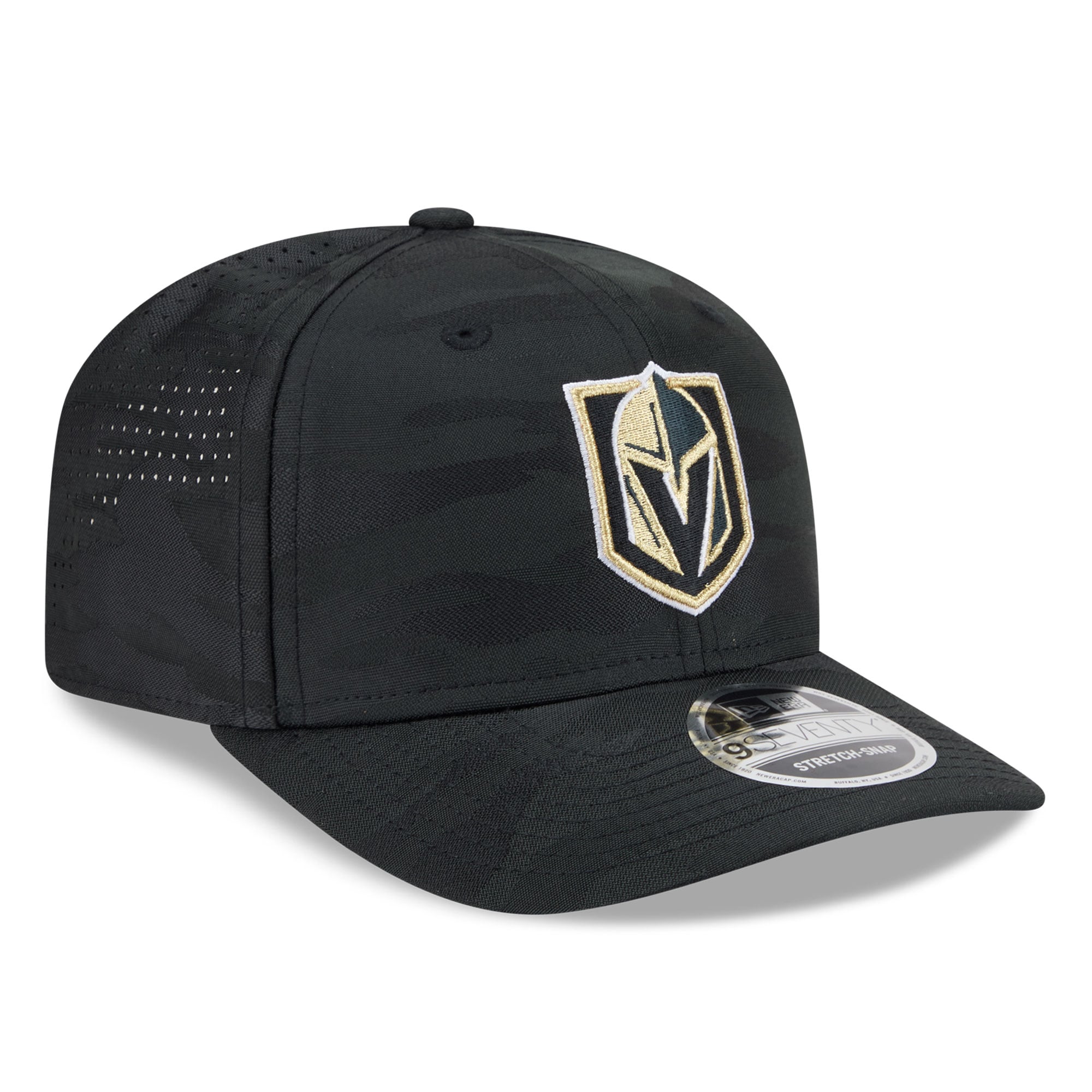 Casquette ajustable perforée New Era noire Vegas Golden Knights Camo 9SEVENTY pour homme