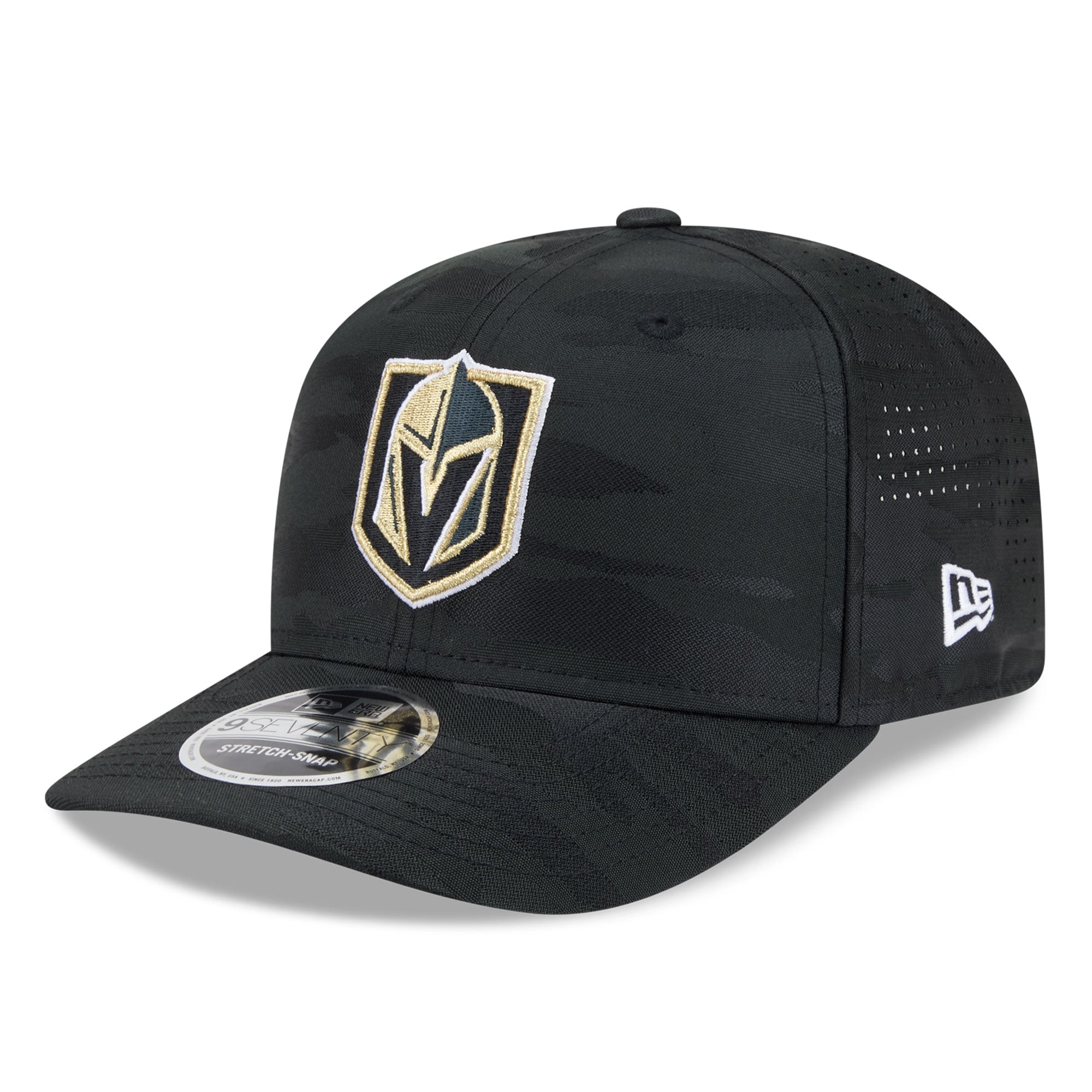 Casquette ajustable perforée New Era noire Vegas Golden Knights Camo 9SEVENTY pour homme