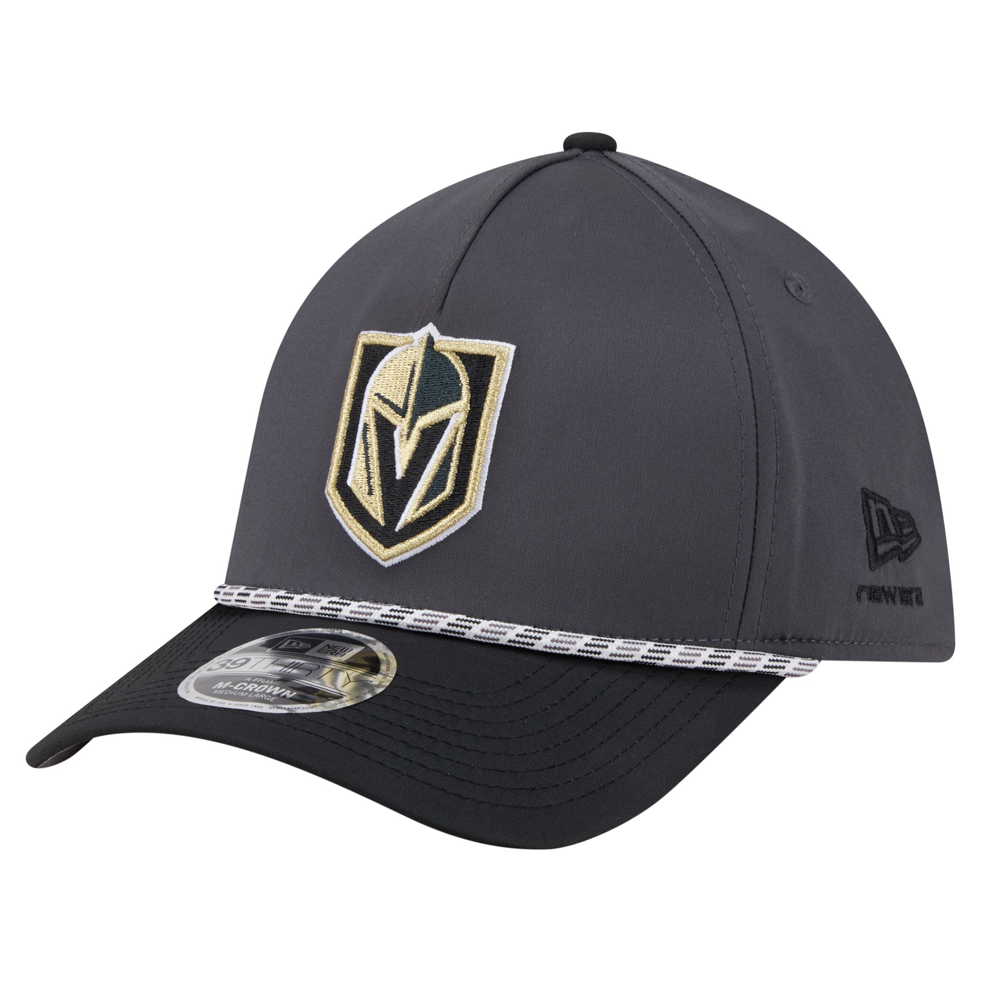 Men's New Era Charcoal/Black Vegas Golden Knights 2-Tone Featherweight 39THIRTY A-Frame M-Crown Flex Hat