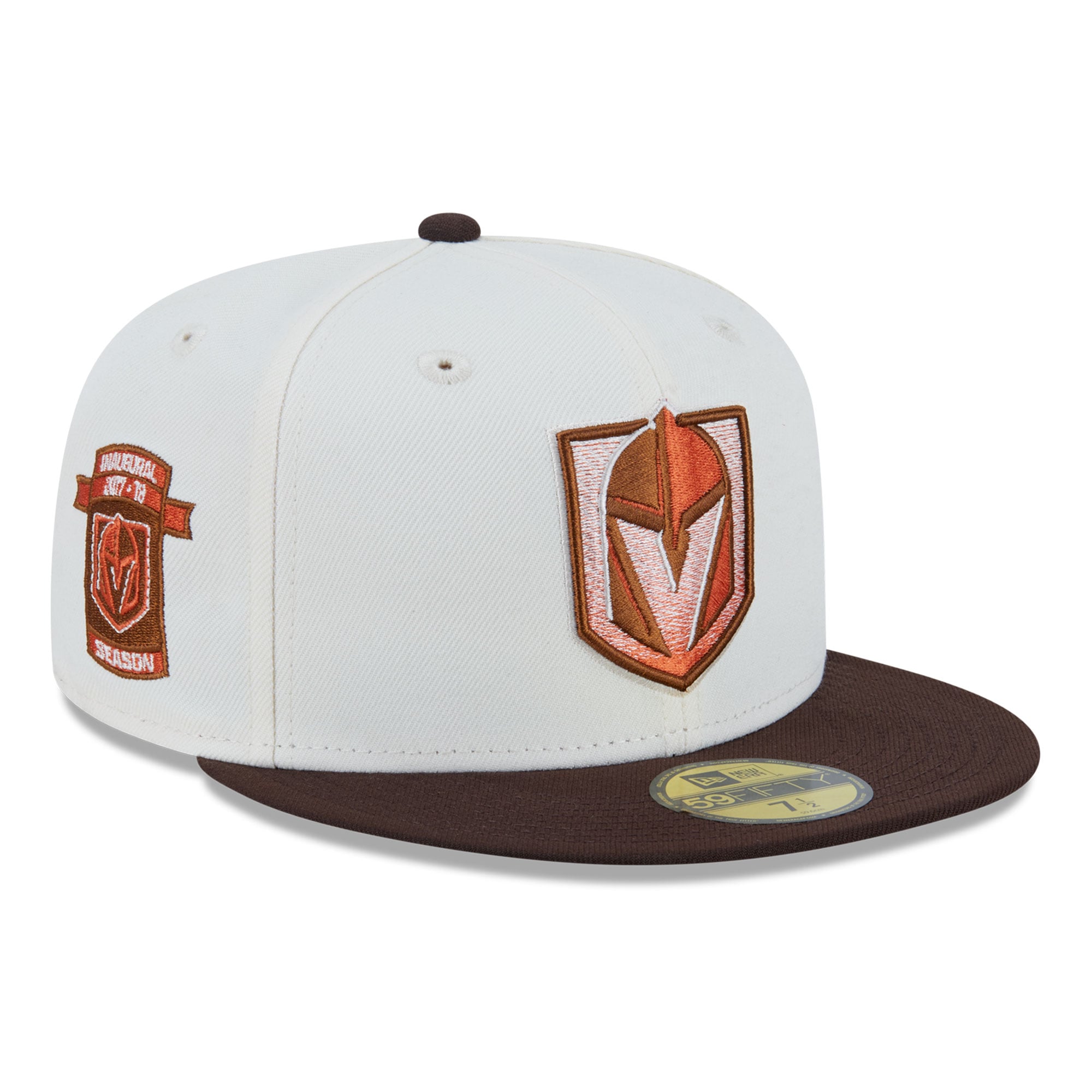 Casquette ajustée New Era 59FIFTY pour homme, couleur crème, motif citrouille épicée des Golden Knights de Vegas