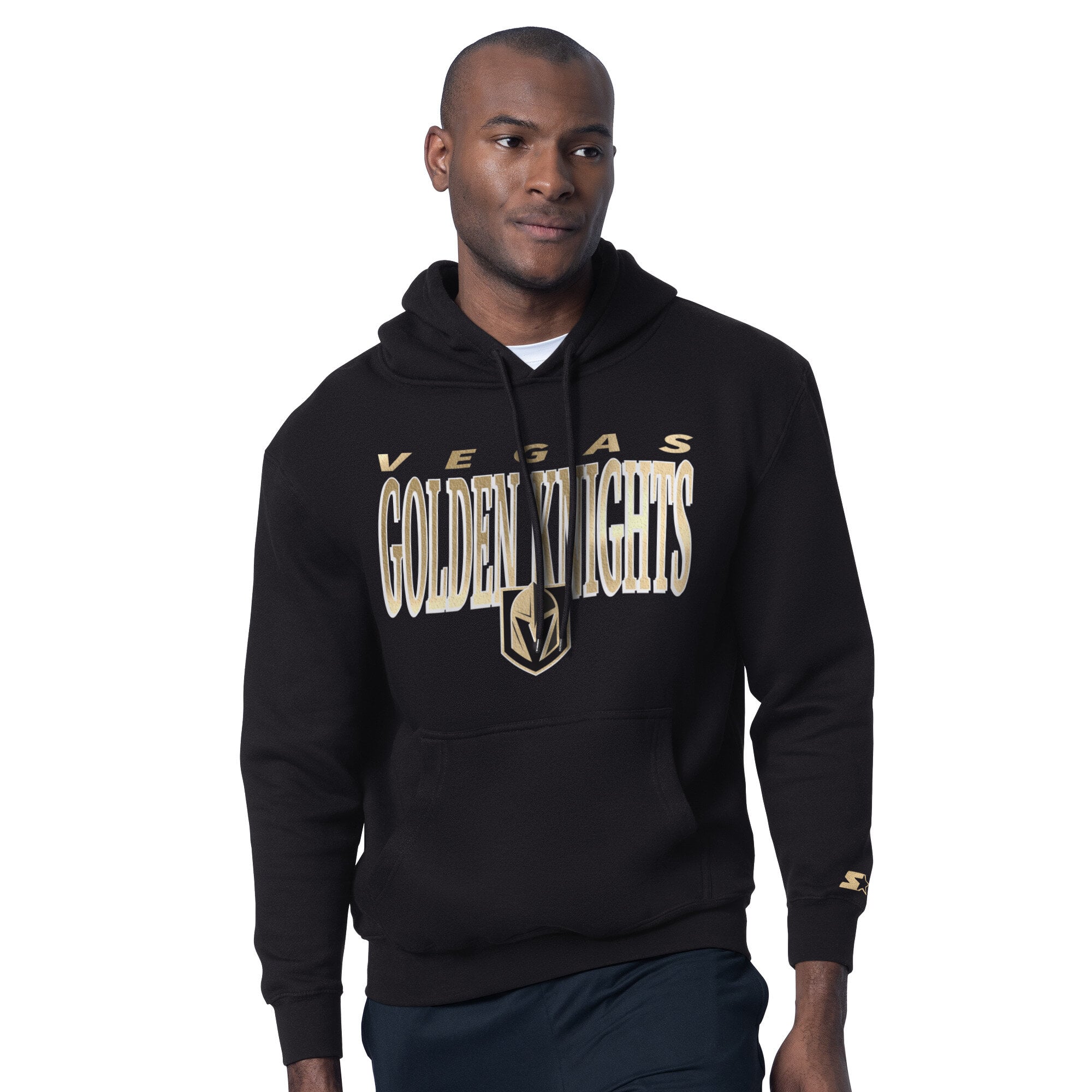 Ensemble t-shirt et sweat à capuche Starter noir pour homme, logo des Golden Knights de Vegas