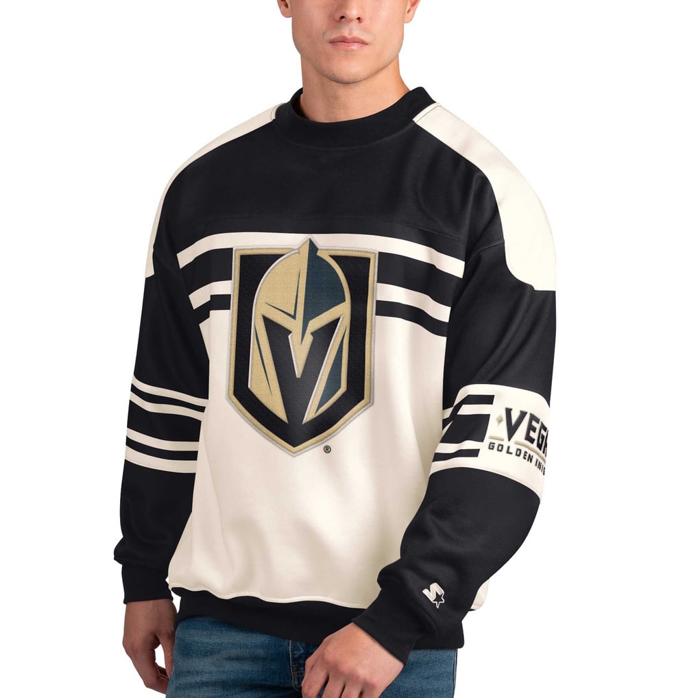 Sweat-shirt à col rond en polaire de défense blanche Starter des Golden Knights de Vegas pour hommes