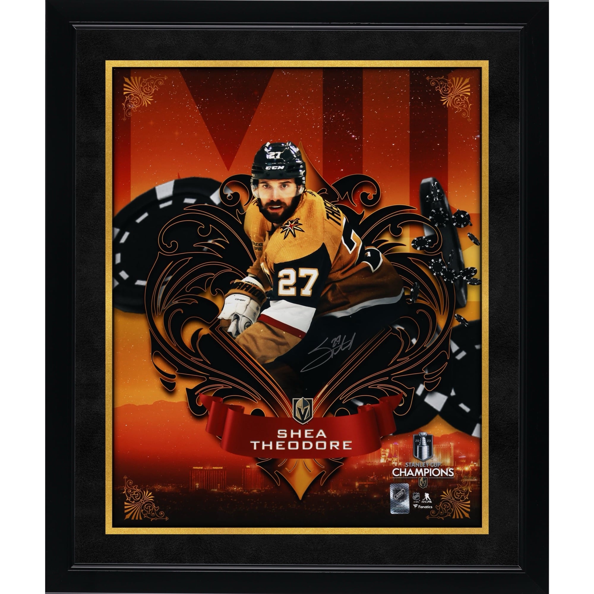 Shea Theodore Vegas Golden Knights 2023 Stanley Cup Champions Autographed 16" x 20" Misfits Panel Photograph
