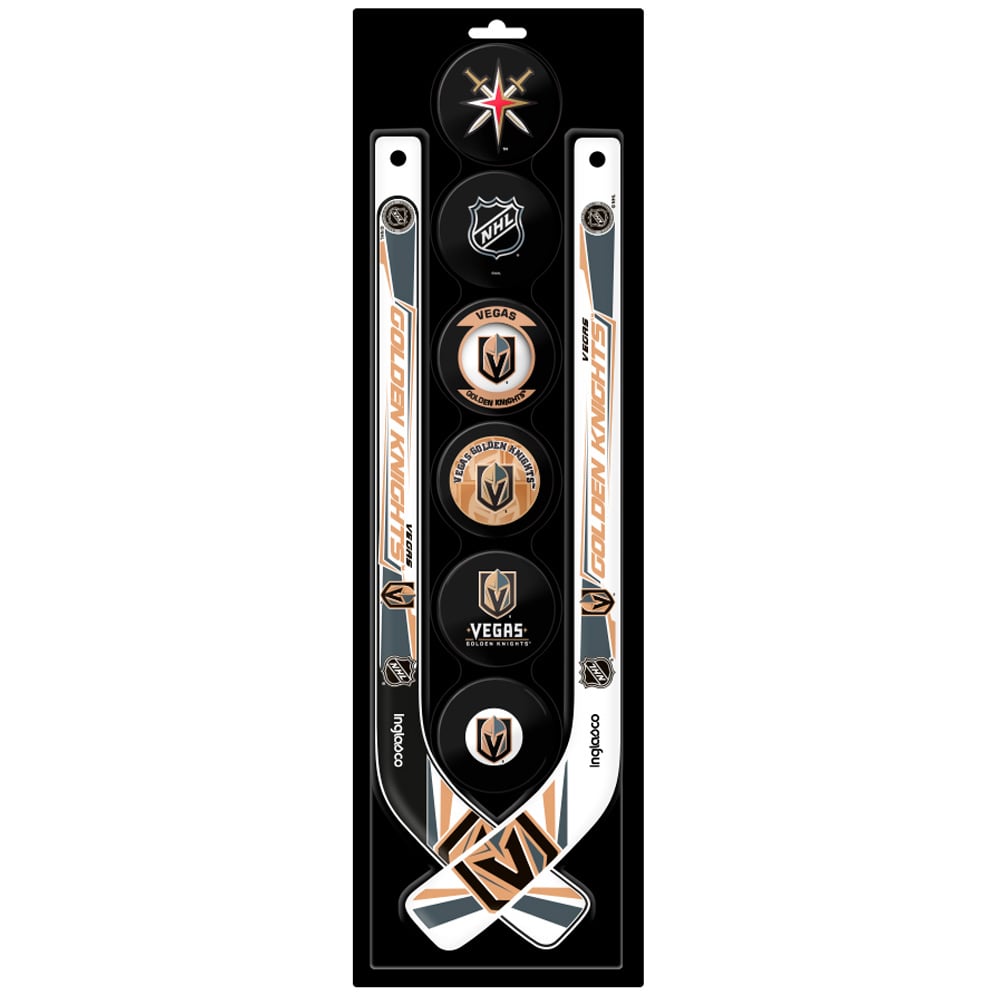 Ensemble de huit mini bâtons de hockey et rondelle en mousse The Sports Vault Vegas Golden Knights