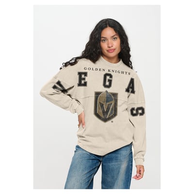 Vegas Golden Knights Fanatics Unisex Oversized Front Print Spirit Jersey Long Sleeve T-Shirt - Cream