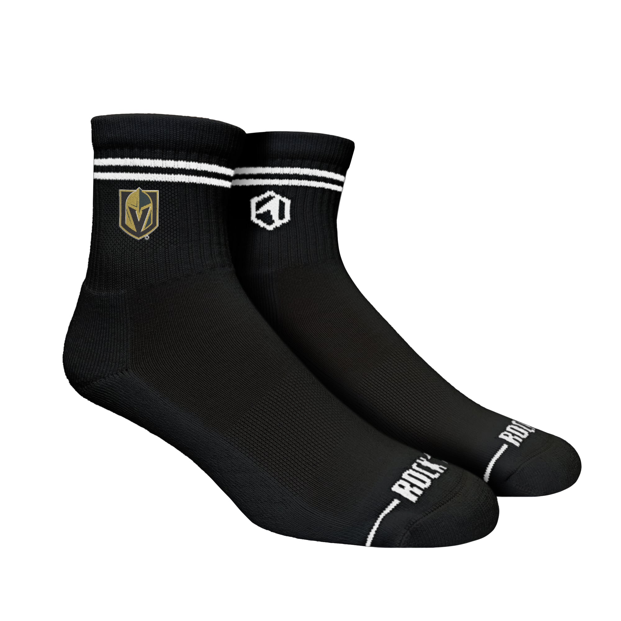 Chaussettes unisexes Rock Em Socks Vegas Golden Knights à rayures décontractées mi-longues
