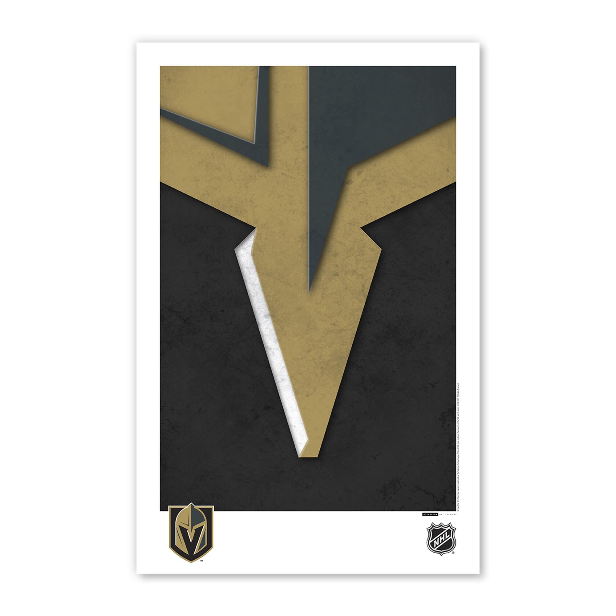 Affiche minimaliste avec logo Vegas Golden Knights 11" x 17"