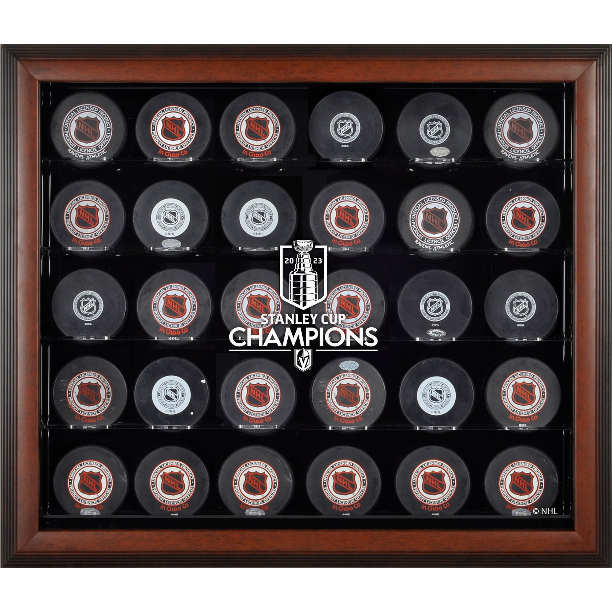 Vegas Golden Knights 2023 Stanley Cup Champions Brown Framed 30-Puck ...