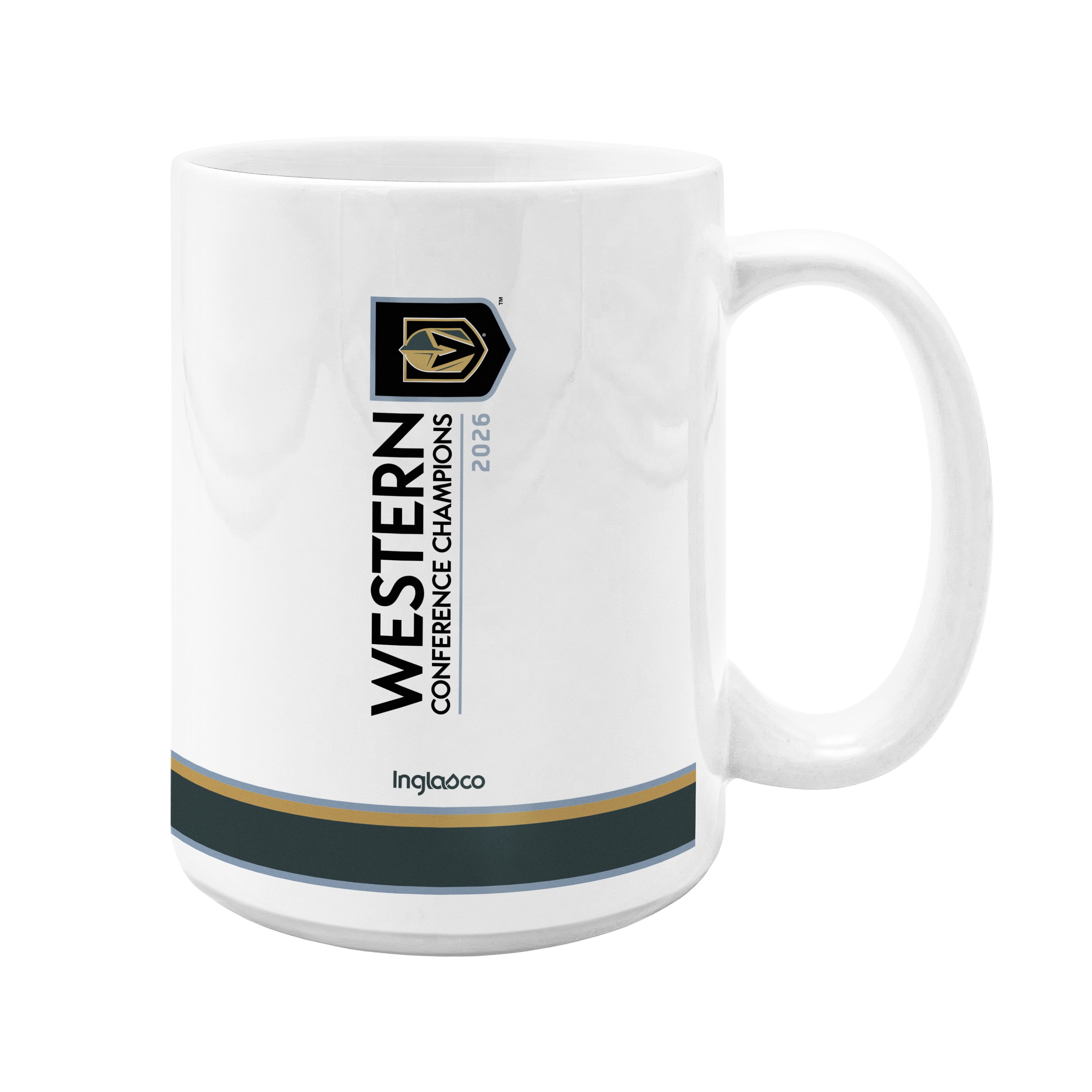 Mug en céramique de 44 cl (15 oz) des Golden Knights de Vegas, champions de la Conférence Ouest de la LNH 2026