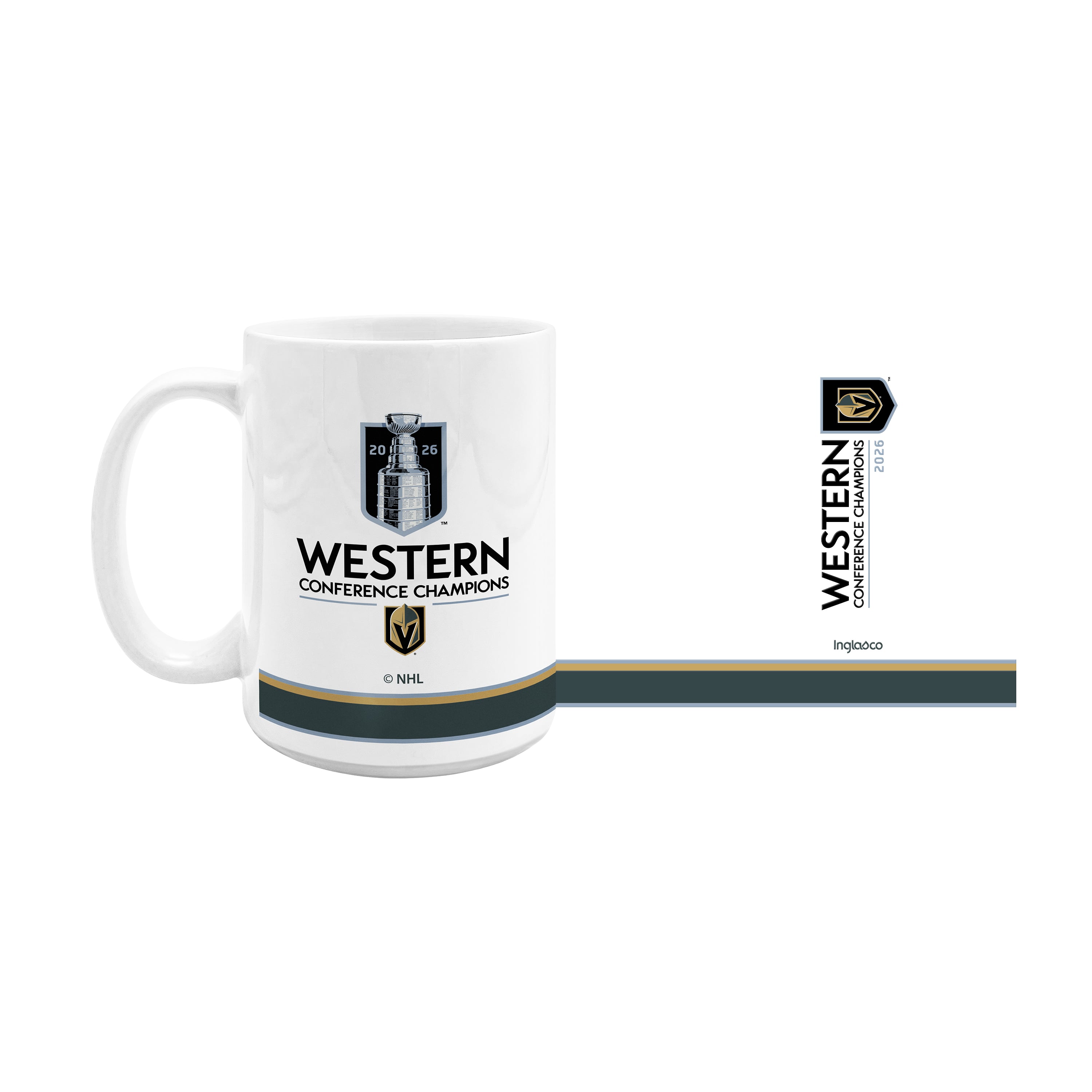 Mug en céramique de 44 cl (15 oz) des Golden Knights de Vegas, champions de la Conférence Ouest de la LNH 2026