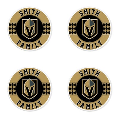 Vegas Golden Knights 4" Personalized Circular Coasters 4-Pack Set