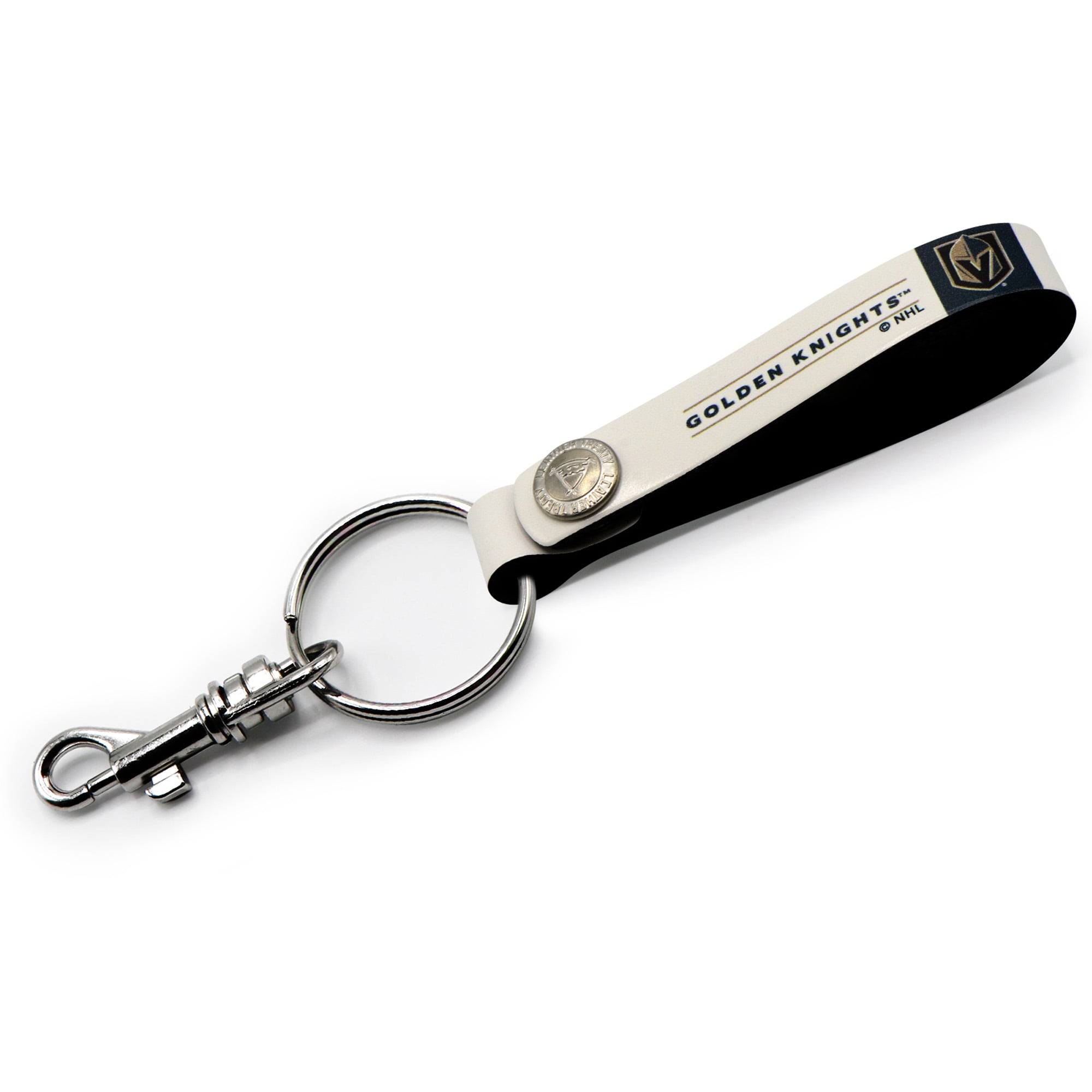 Porte-clés à boucle en cuir personnalisé Vegas Golden Knights blanc