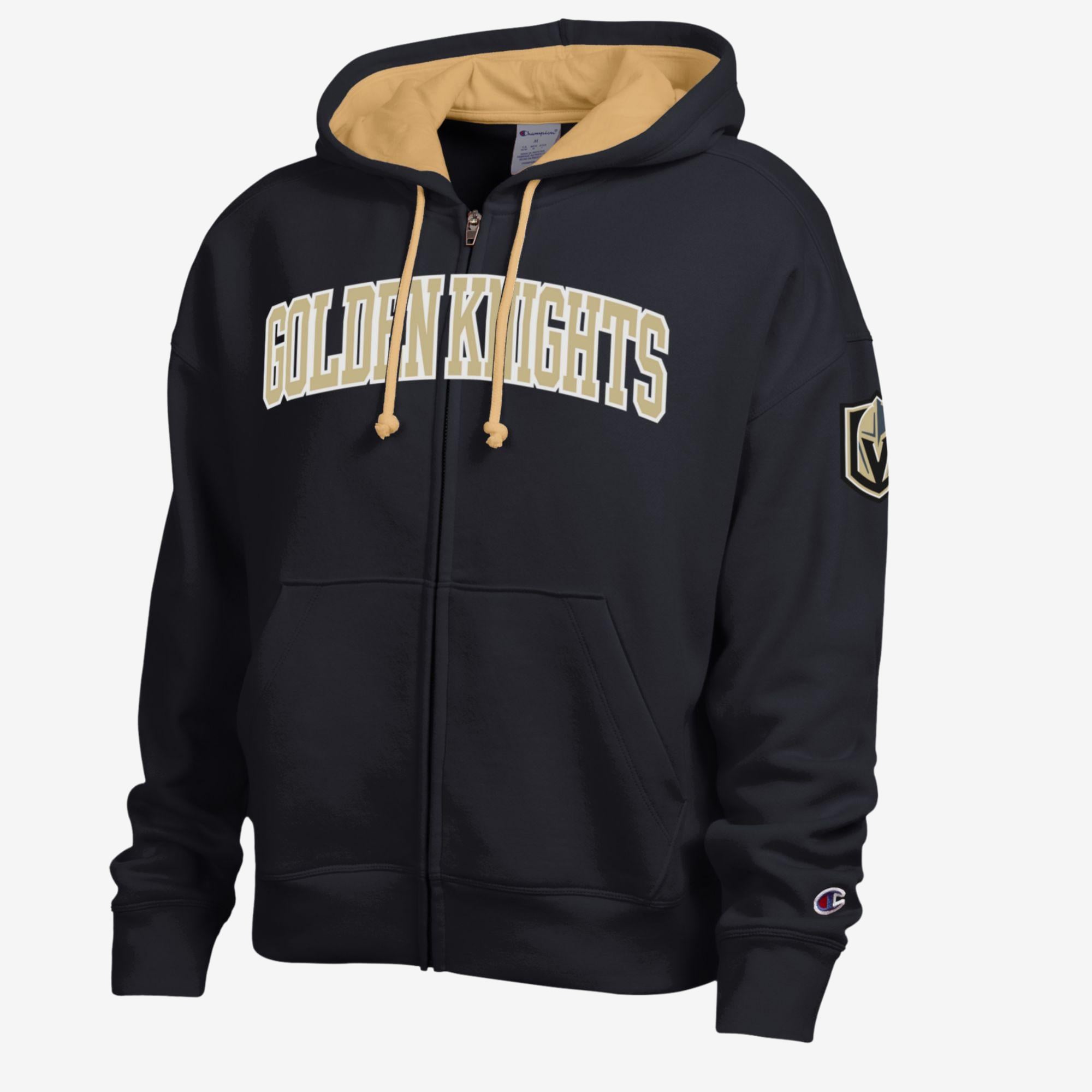 Sweat à capuche zippé en polaire Champion noir et or Vegas Golden Knights pour femme