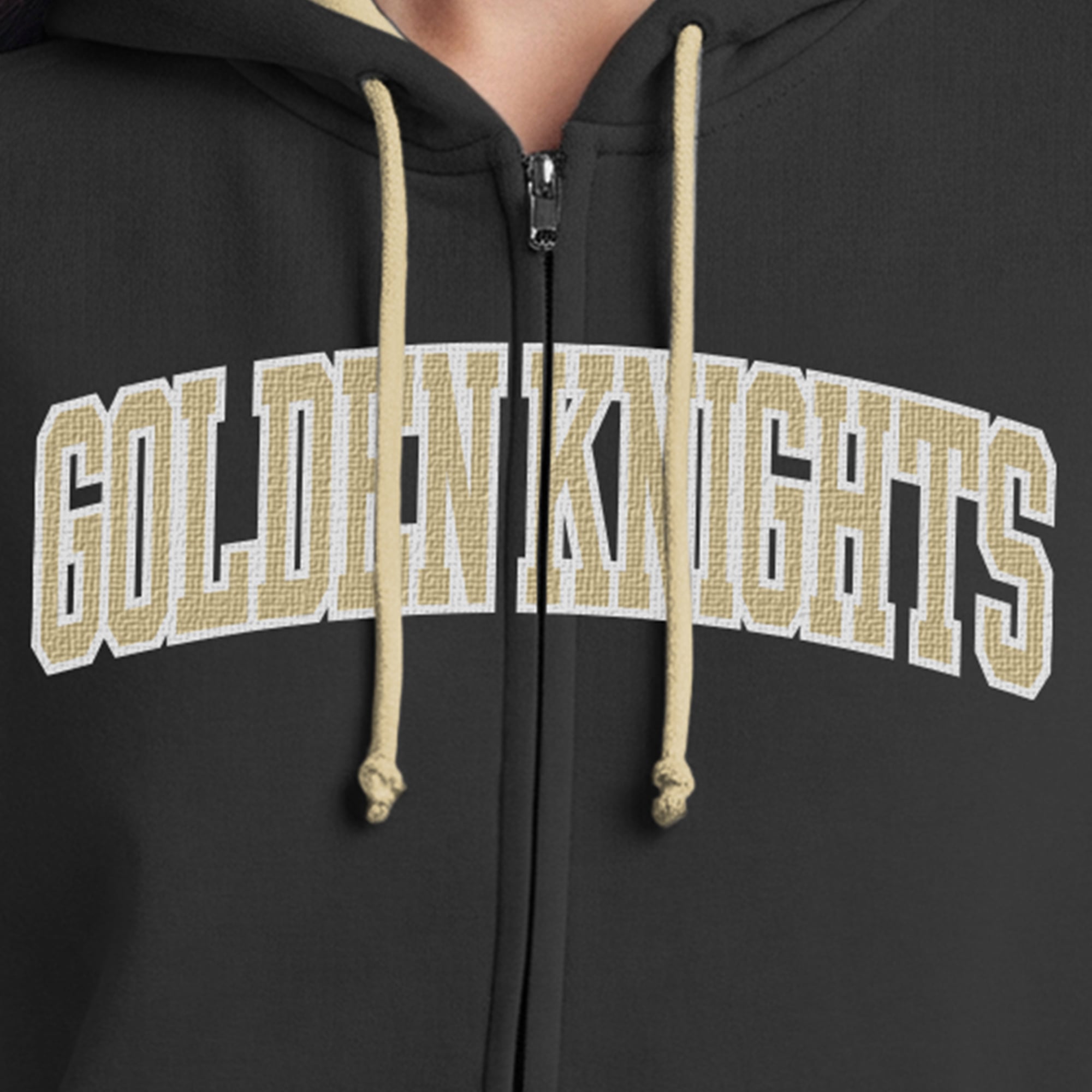 Sweat à capuche zippé en polaire Champion noir et or Vegas Golden Knights pour femme