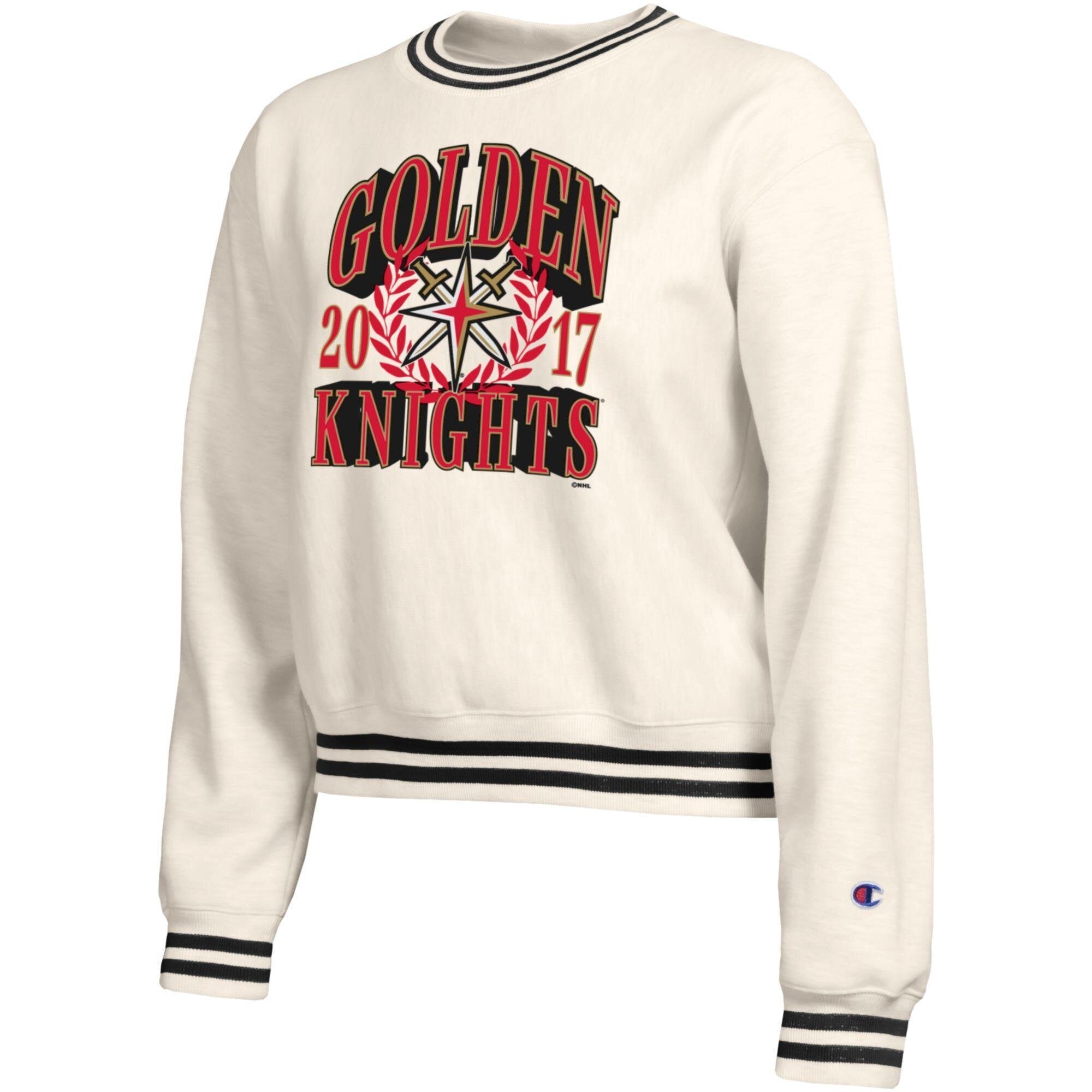 Sweat-shirt Champion Cream Vegas Golden Knights Bold Laurels pour femme, en fil tissé inversé.