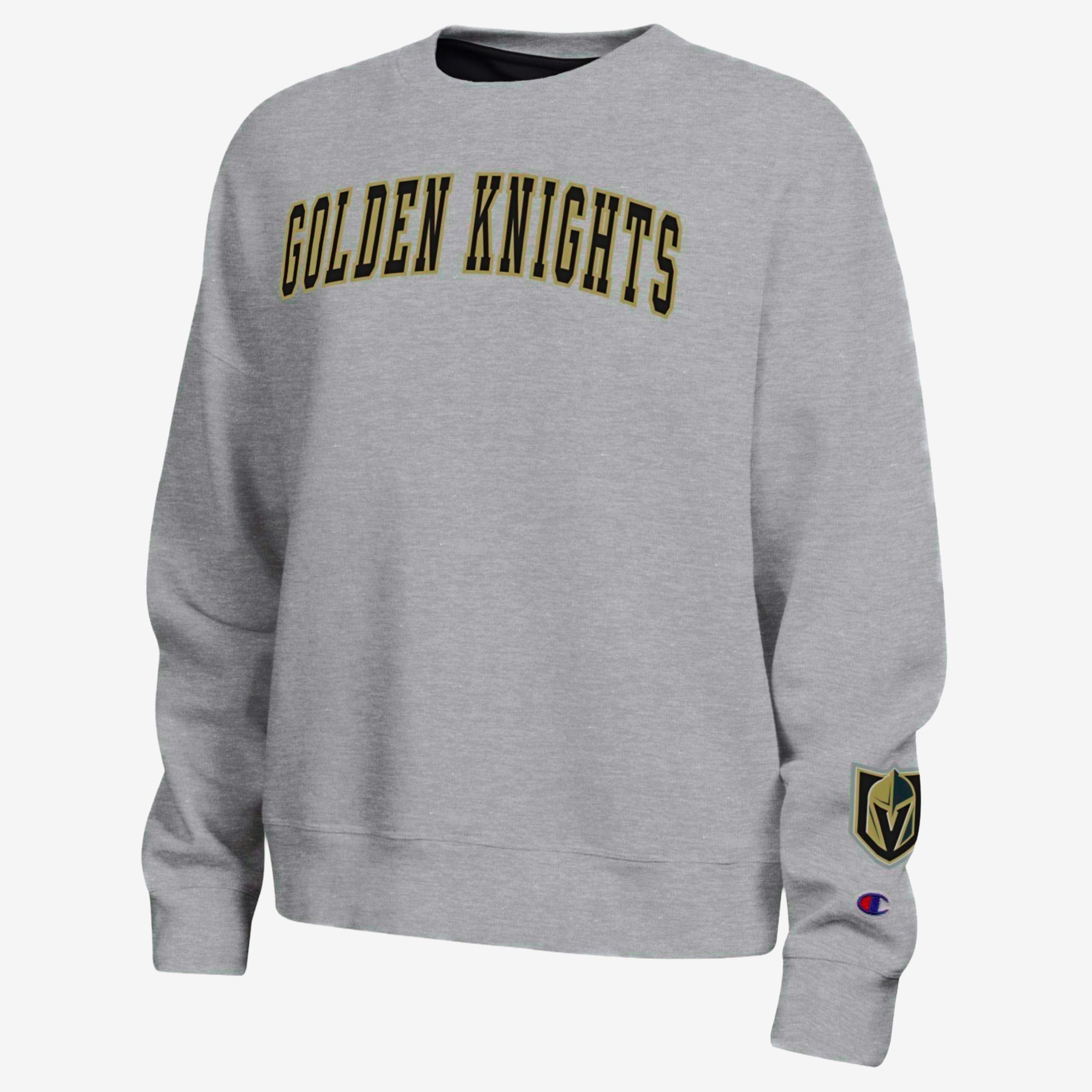 Women's Champion  Heather Gray Vegas Golden Knights Applique Crewneck Sweatshirt