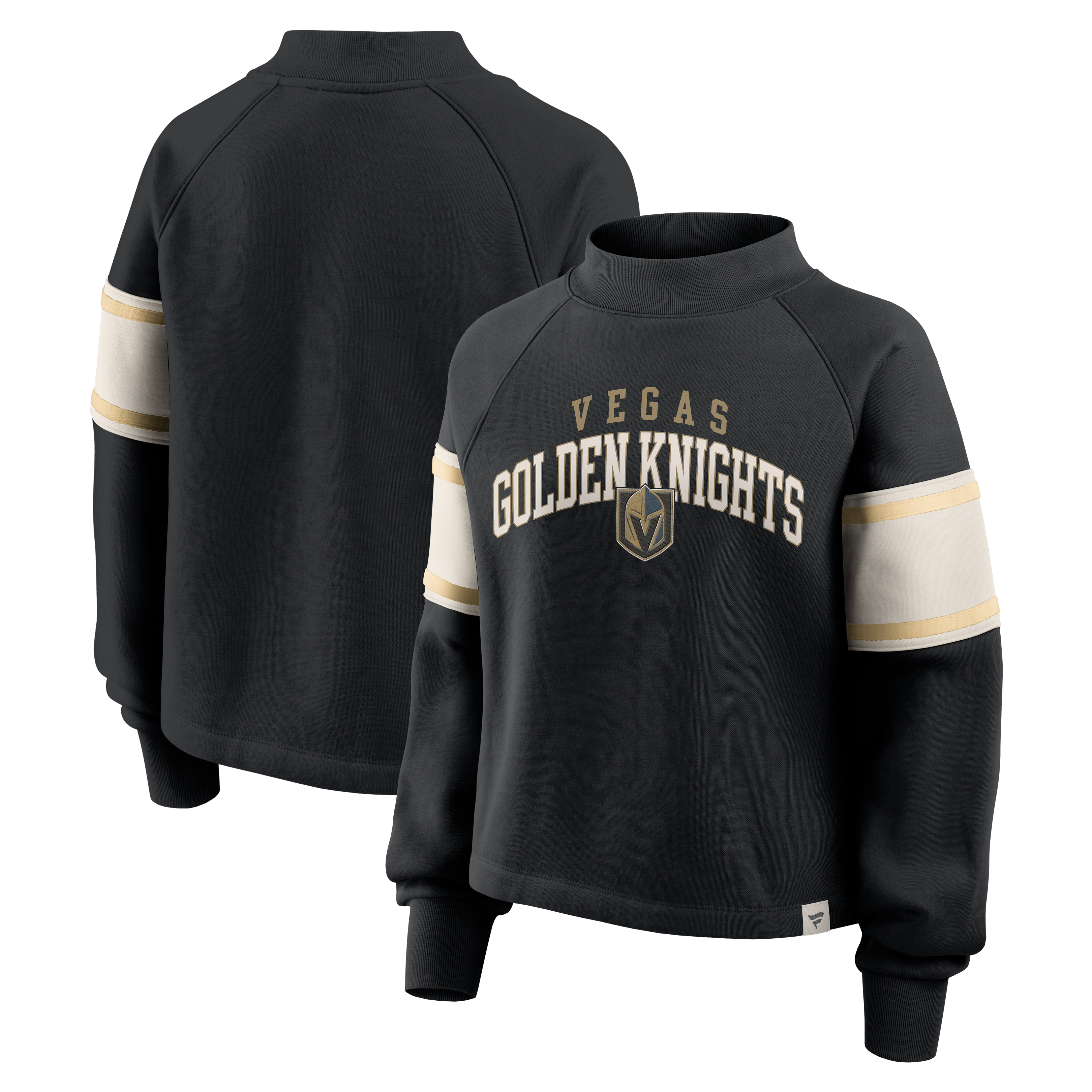 Sweat-shirt à col montant en polaire Fanatics Black Vegas Golden Knights Heritage Overtime pour femme