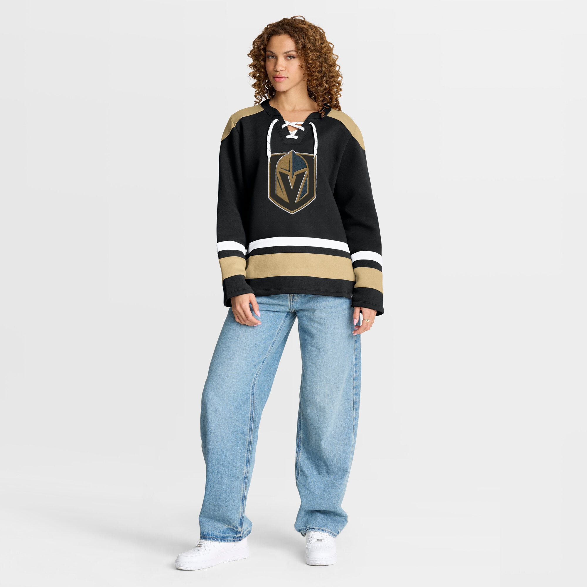 Sweat-shirt à lacets manches longues Icing Fanatics Black Vegas Golden Knights pour femme