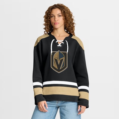 Vegas Golden Knights Fanatics Women's Icing Long Sleeve Lace Up Sweatshirt - Black