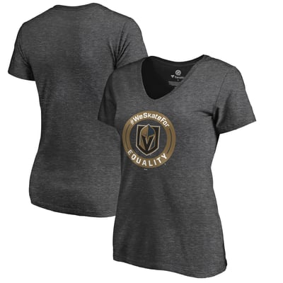 Vegas Golden Knights Women's #WeSkateFor V-Neck T-Shirt - Heather Gray